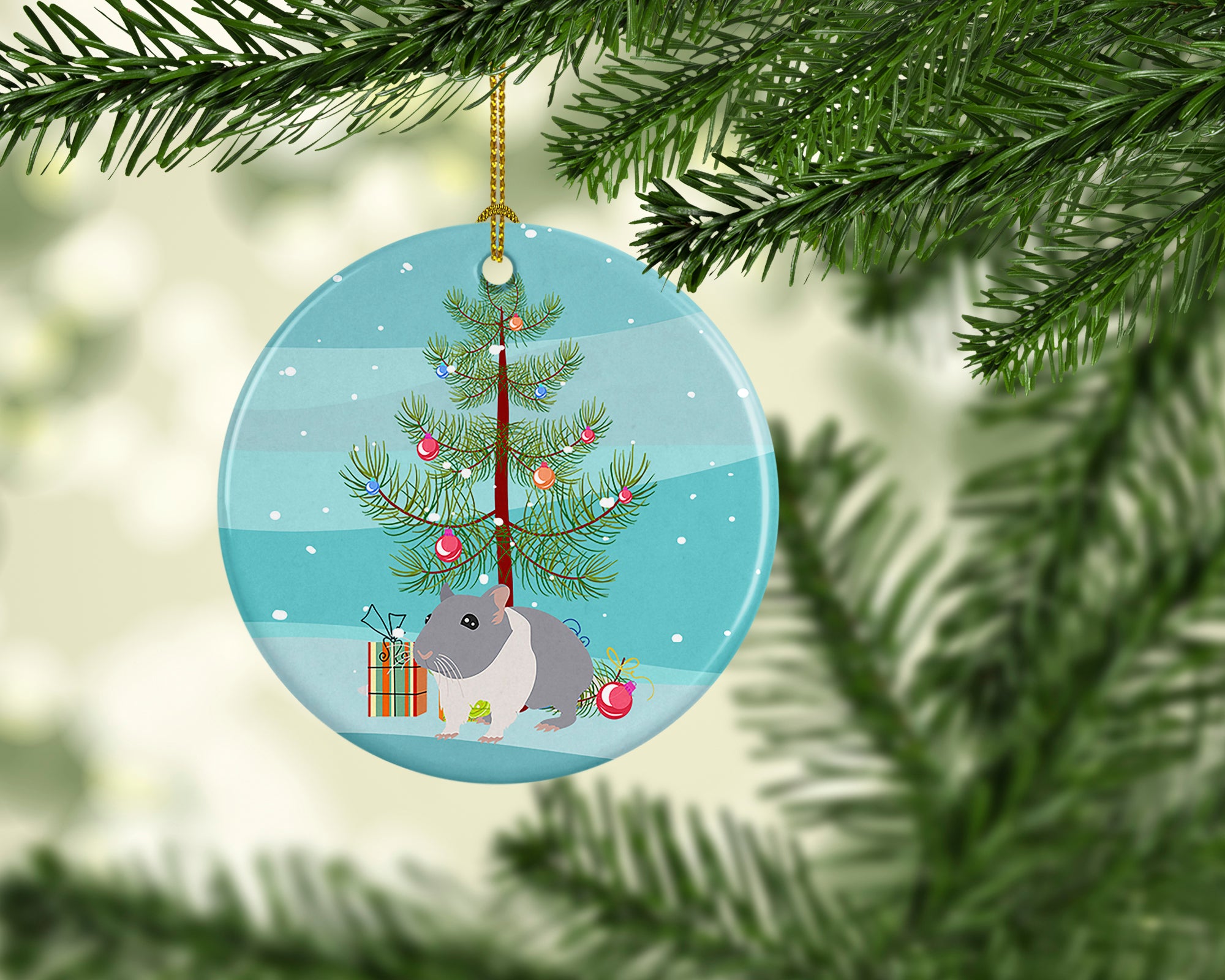 South African Hamster Merry Christmas Ceramic Ornament - the-store.com
