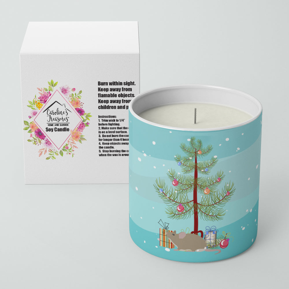 Grey Domestic Mouse Merry Christmas 10 oz Decorative Soy Candle - the-store.com