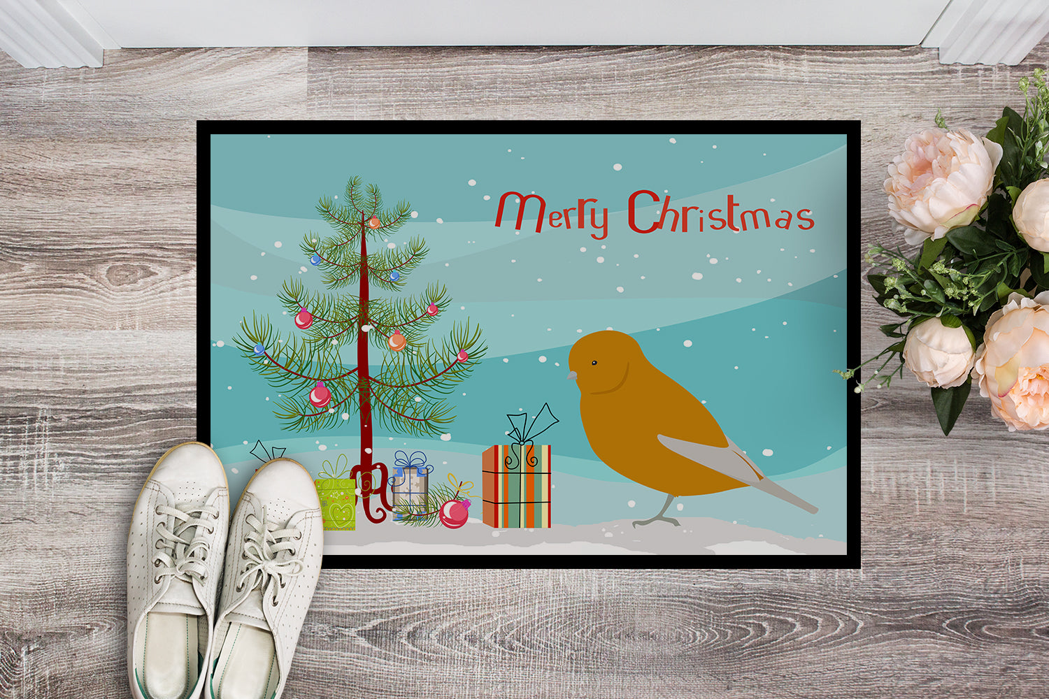 Norwich Canary Merry Christmas Indoor or Outdoor Mat 18x27 CK4483MAT - the-store.com