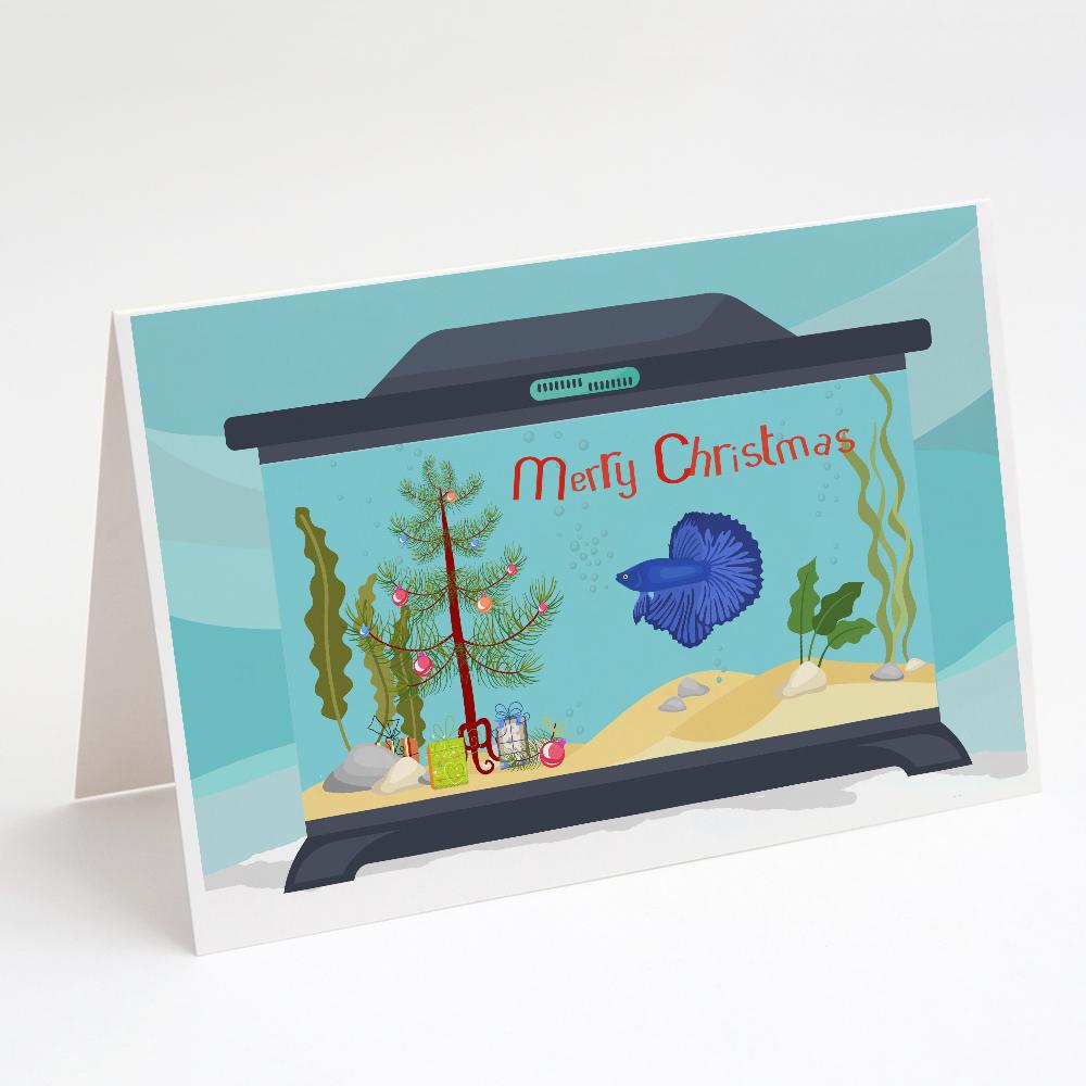 Buy this Delta Tail Betta Fish Merry Christmas Greeting Cards and Envelopes Pack of 8