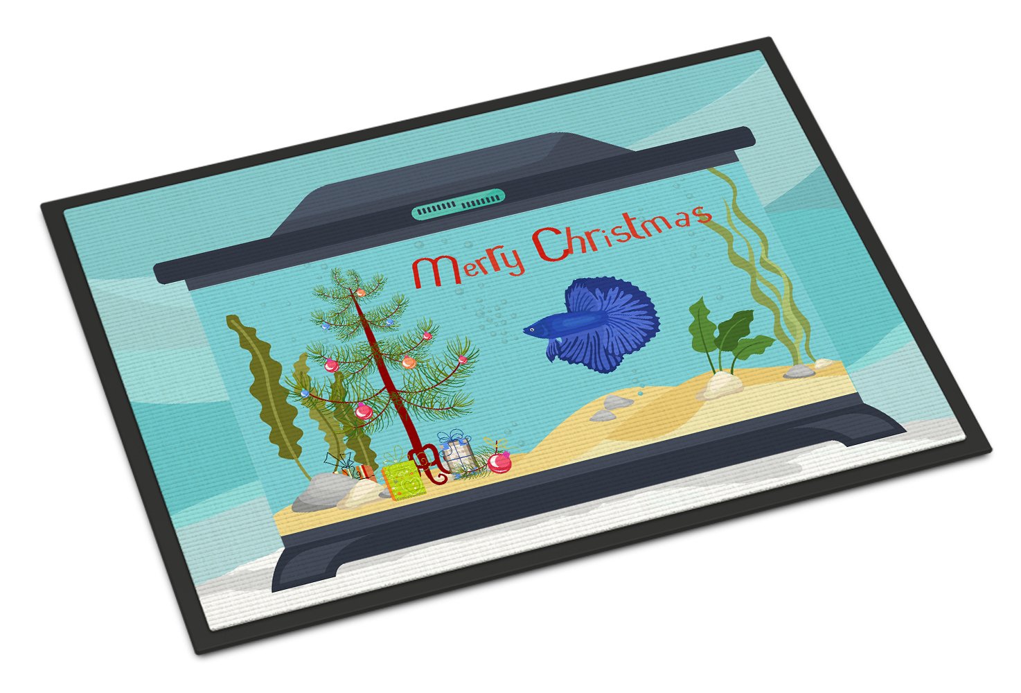 Delta Tail Betta Fish Merry Christmas Indoor or Outdoor Mat 24x36 CK4507JMAT by Caroline's Treasures