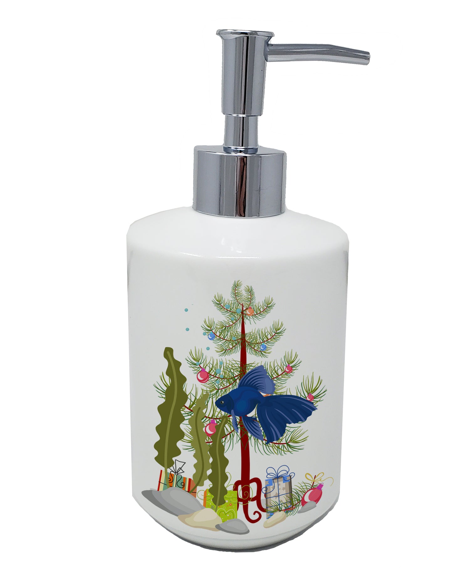 Buy this Veiltail Goldfish Merry Christmas Ceramic Soap Dispenser