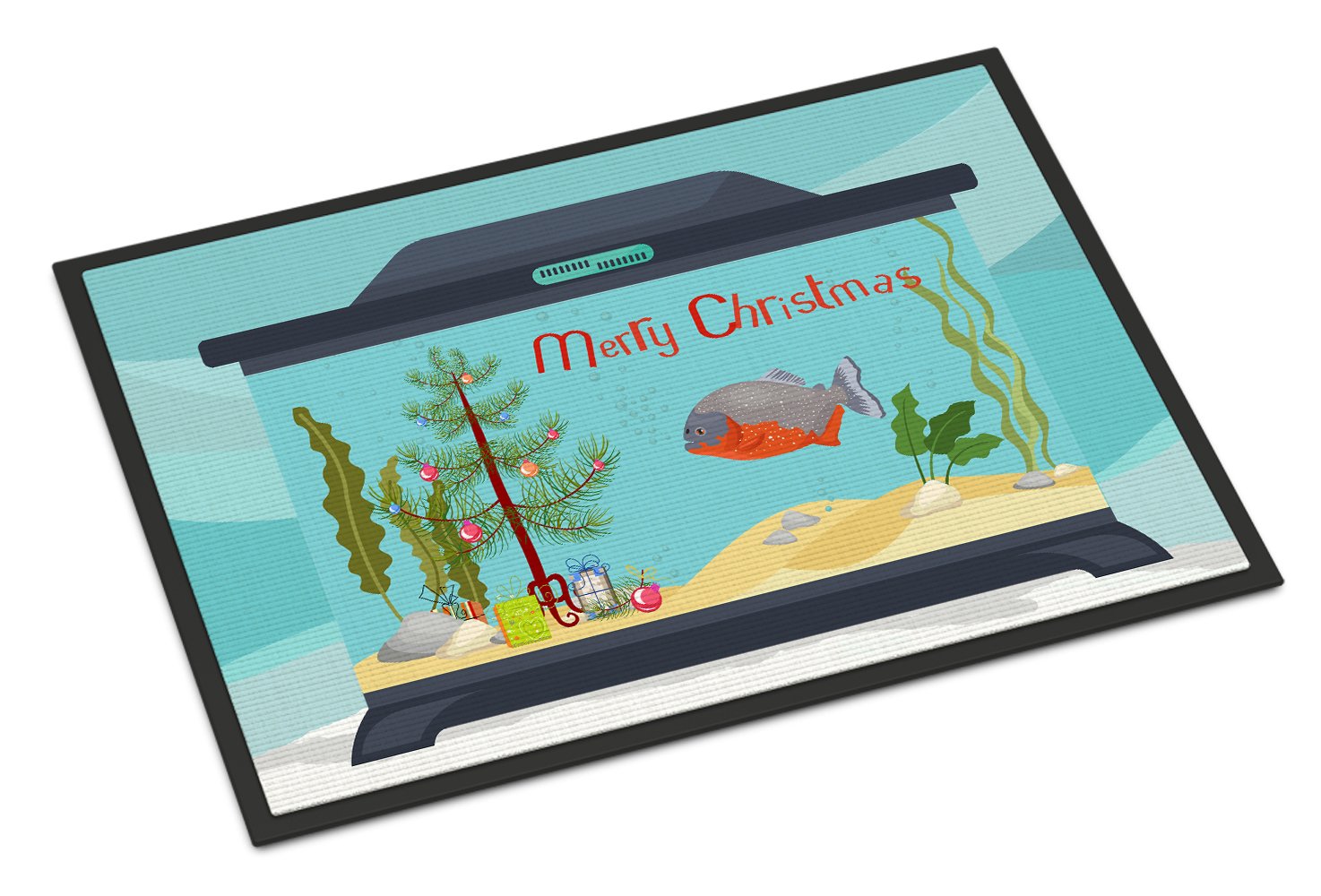 Piranha Merry Christmas Indoor or Outdoor Mat 24x36 CK4534JMAT by Caroline's Treasures