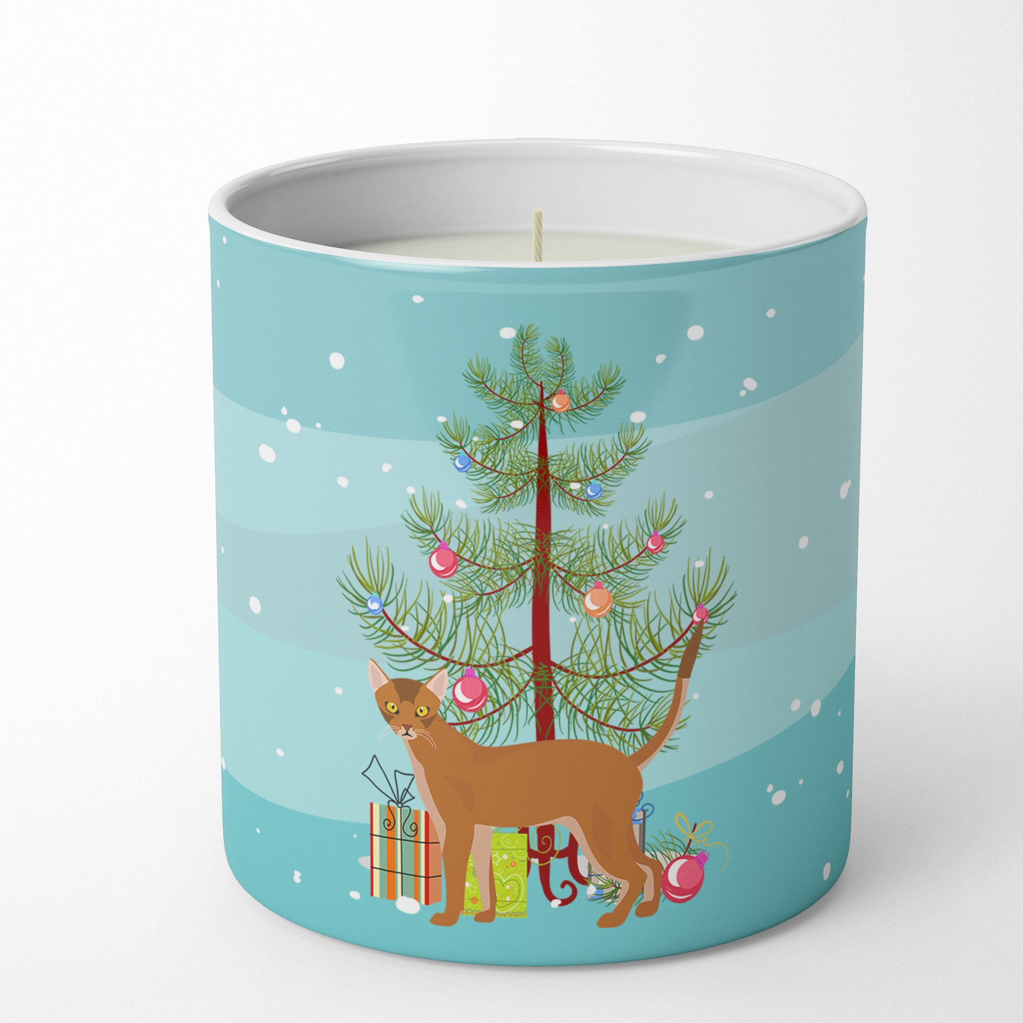 Buy this Red Abyssinian Cat Merry Christmas 10 oz Decorative Soy Candle