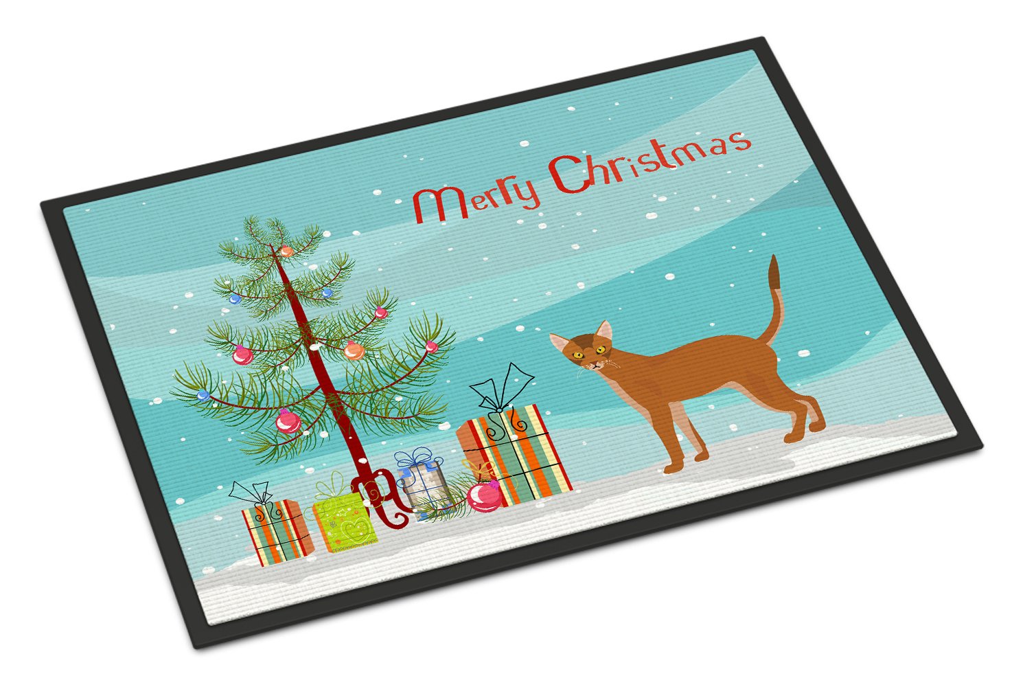 Red Abyssinian Cat Merry Christmas Indoor or Outdoor Mat 24x36 CK4545JMAT by Caroline's Treasures
