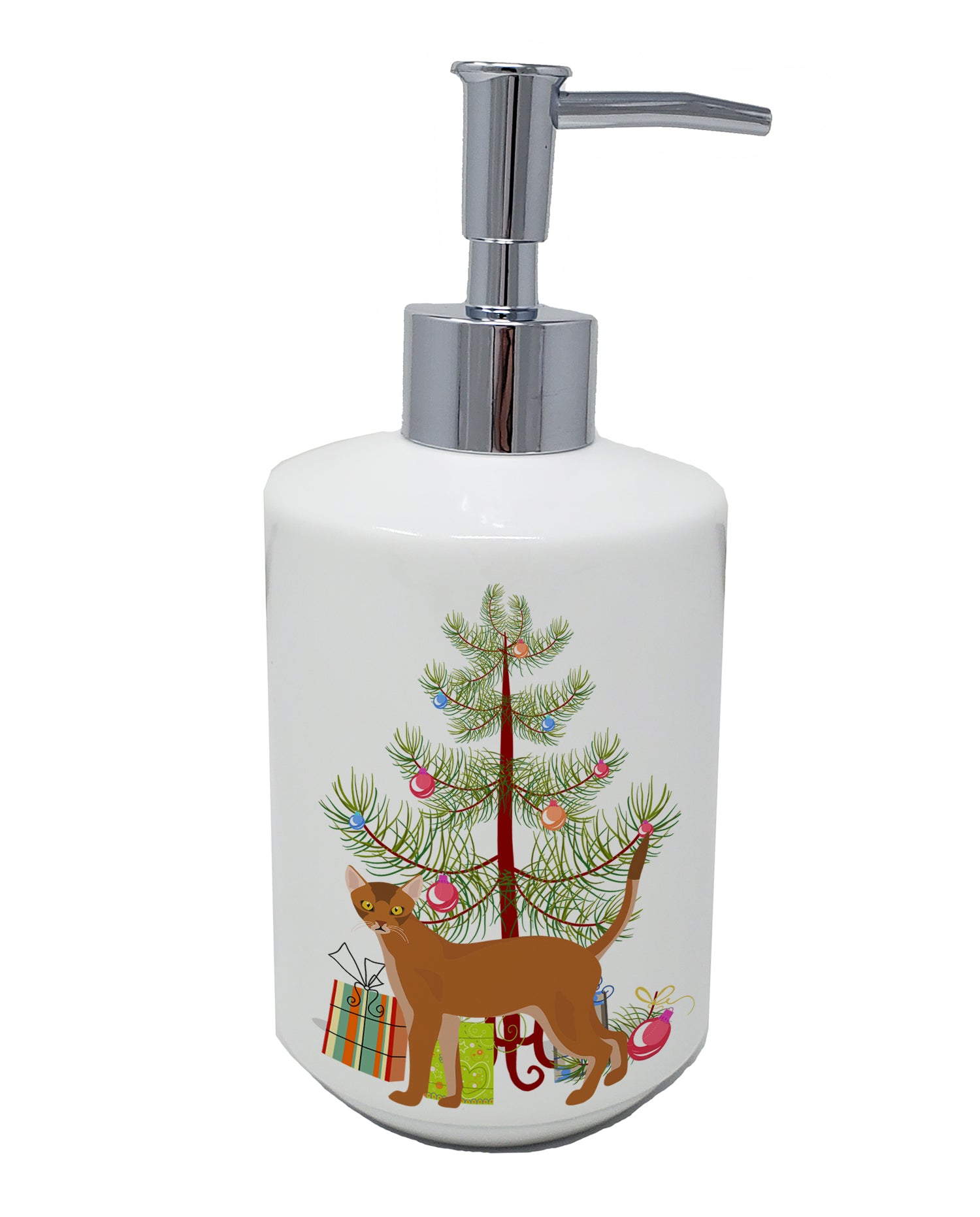 Buy this Red Abyssinian Cat Merry Christmas Ceramic Soap Dispenser
