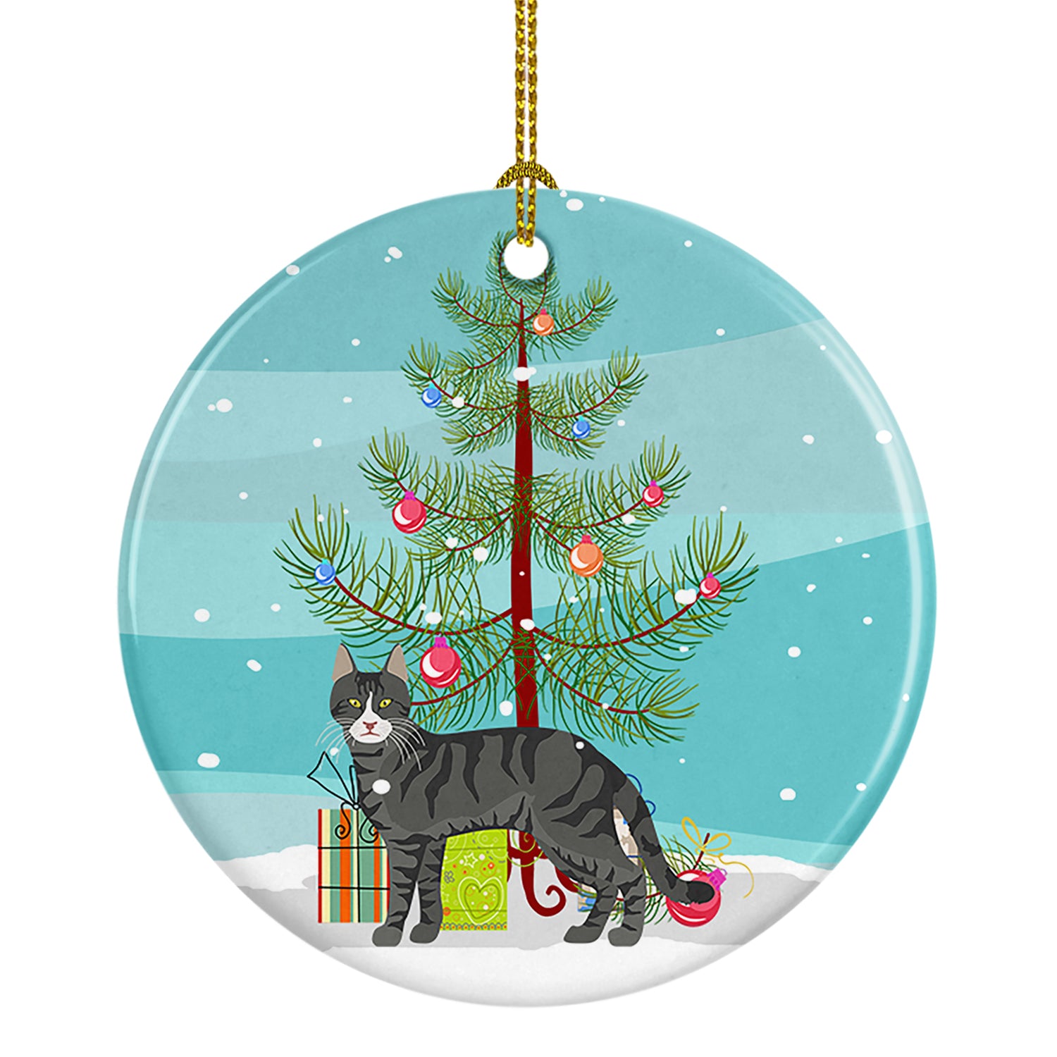 Buy this Tricolour Aegean Cat Merry Christmas Ceramic Ornament