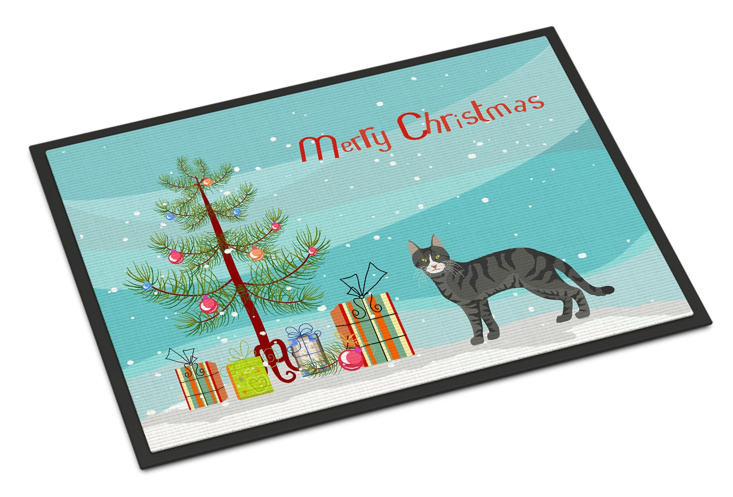 Tricolour Aegean Cat Merry Christmas Indoor or Outdoor Mat 24x36 CK4548JMAT by Caroline's Treasures
