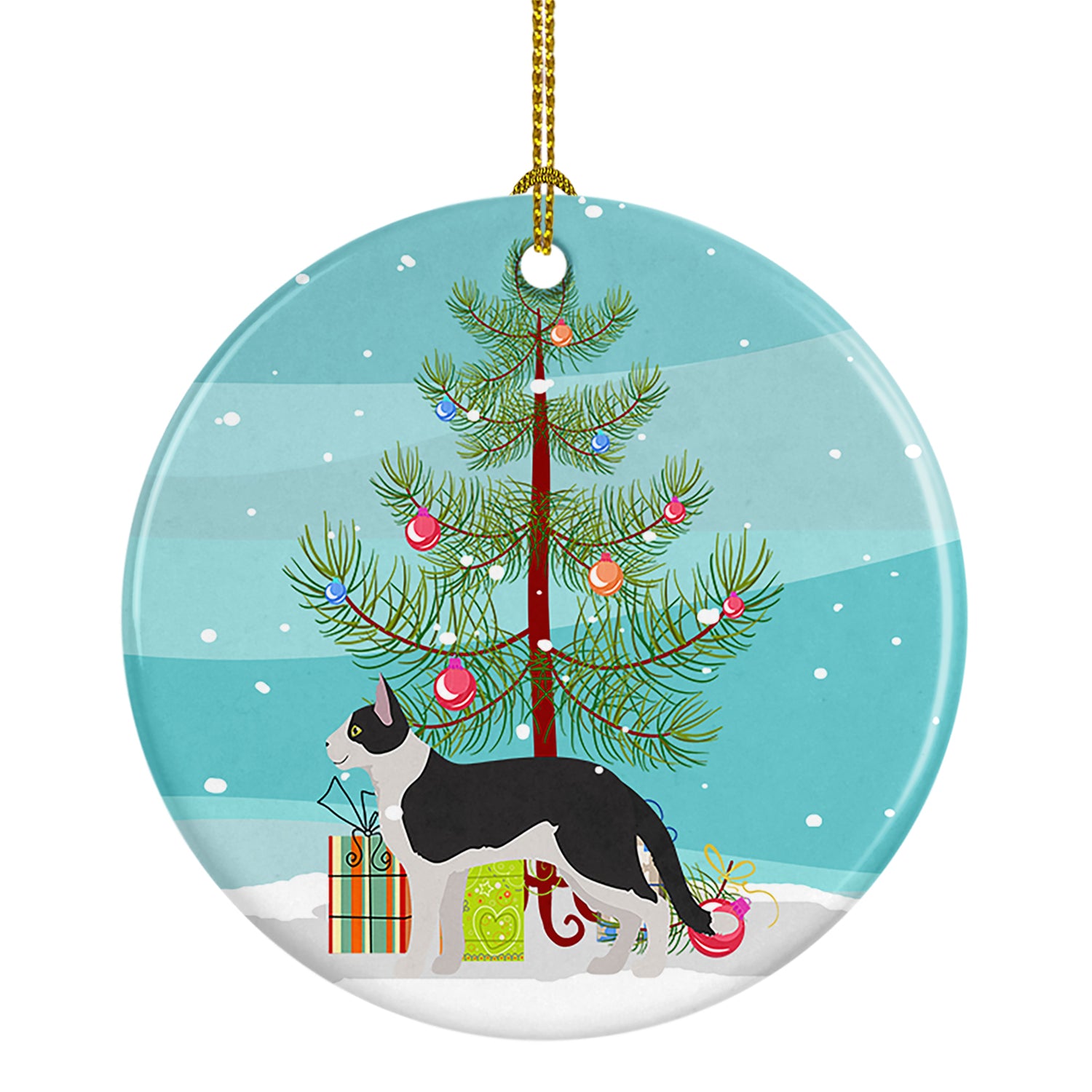 Buy this Bicolour Aegean Cat Merry Christmas Ceramic Ornament