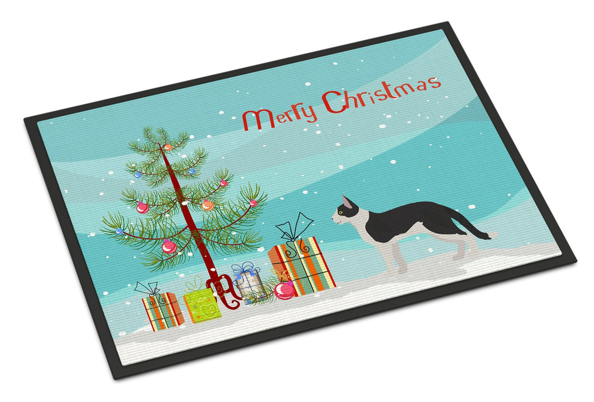 Bicolour Aegean Cat Merry Christmas Indoor or Outdoor Mat 24x36 CK4549JMAT by Caroline&#39;s Treasures