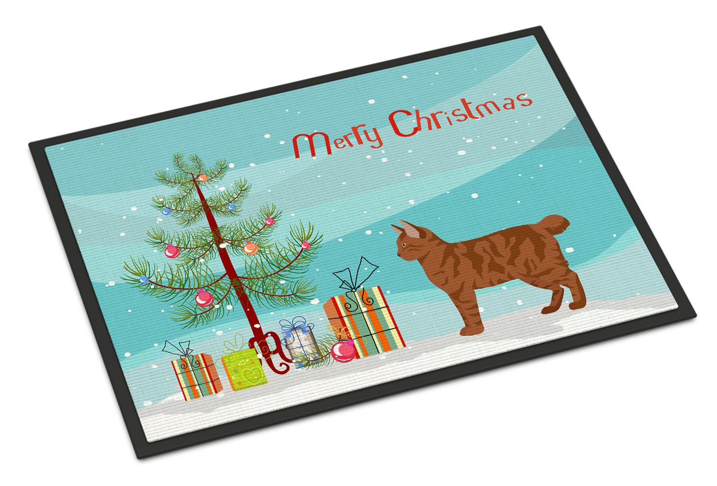 American Bobtail #2 Cat Merry Christmas Indoor or Outdoor Mat 24x36 CK4551JMAT by Caroline's Treasures
