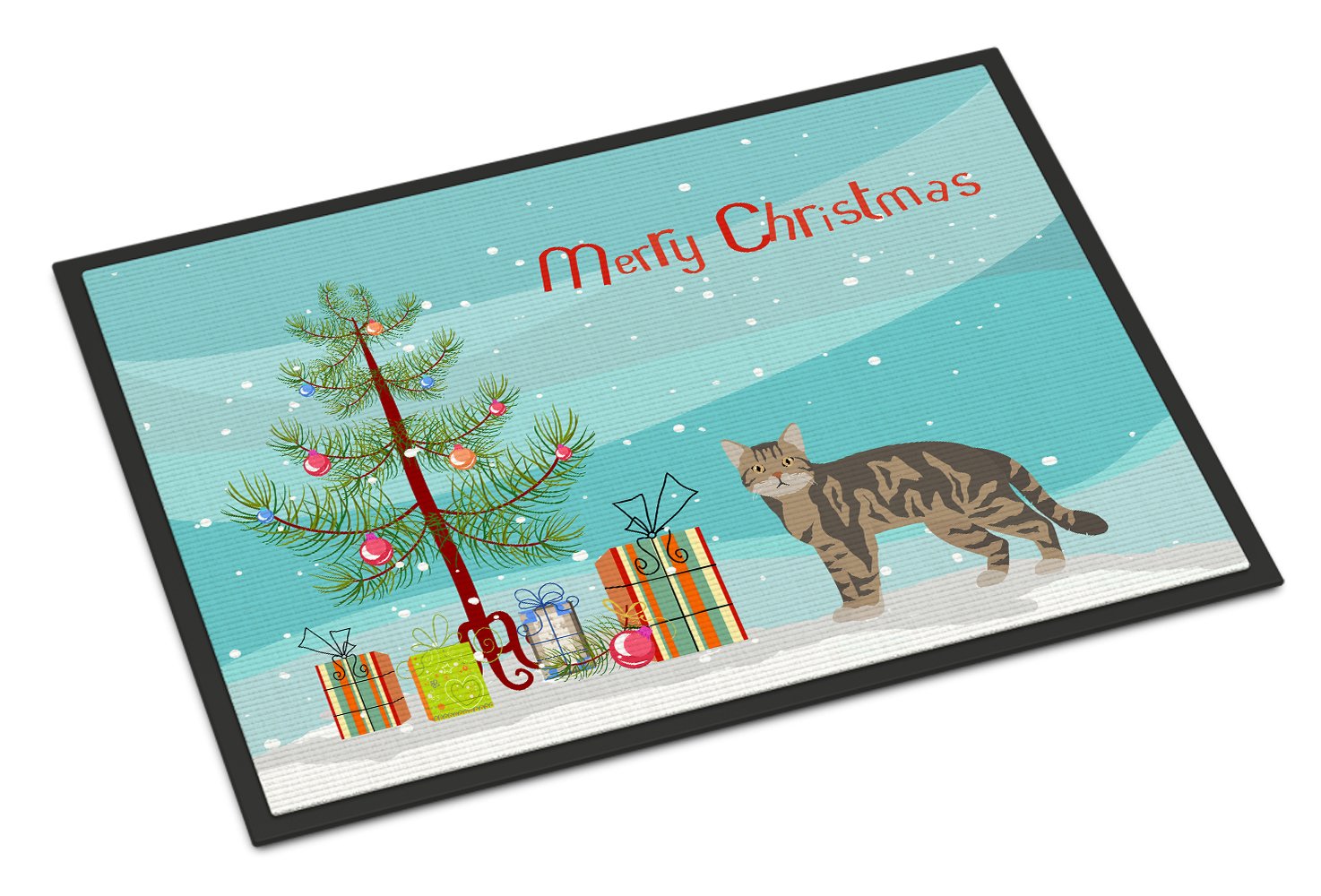 American Wirehair #1 Cat Merry Christmas Indoor or Outdoor Mat 24x36 CK4556JMAT by Caroline's Treasures