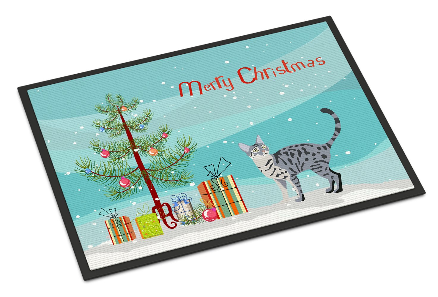 California Spangled #1 Cat Merry Christmas Indoor or Outdoor Mat 24x36 CK4578JMAT by Caroline's Treasures