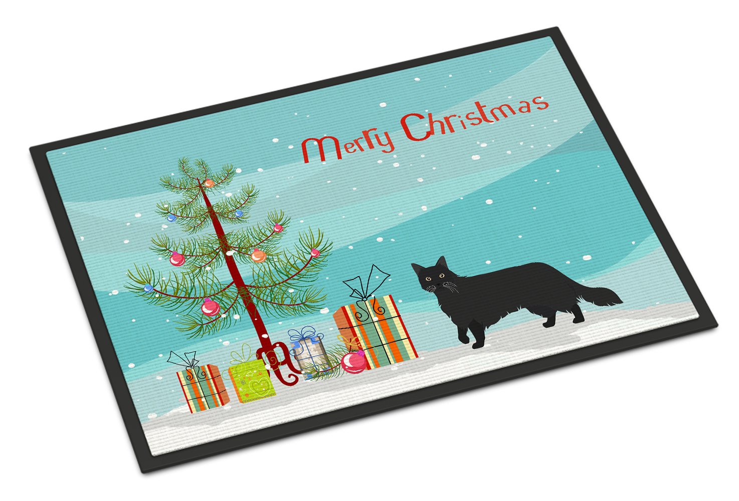 Black Chantilly Tiffany Cat Merry Christmas Indoor or Outdoor Mat 24x36 CK4581JMAT by Caroline's Treasures
