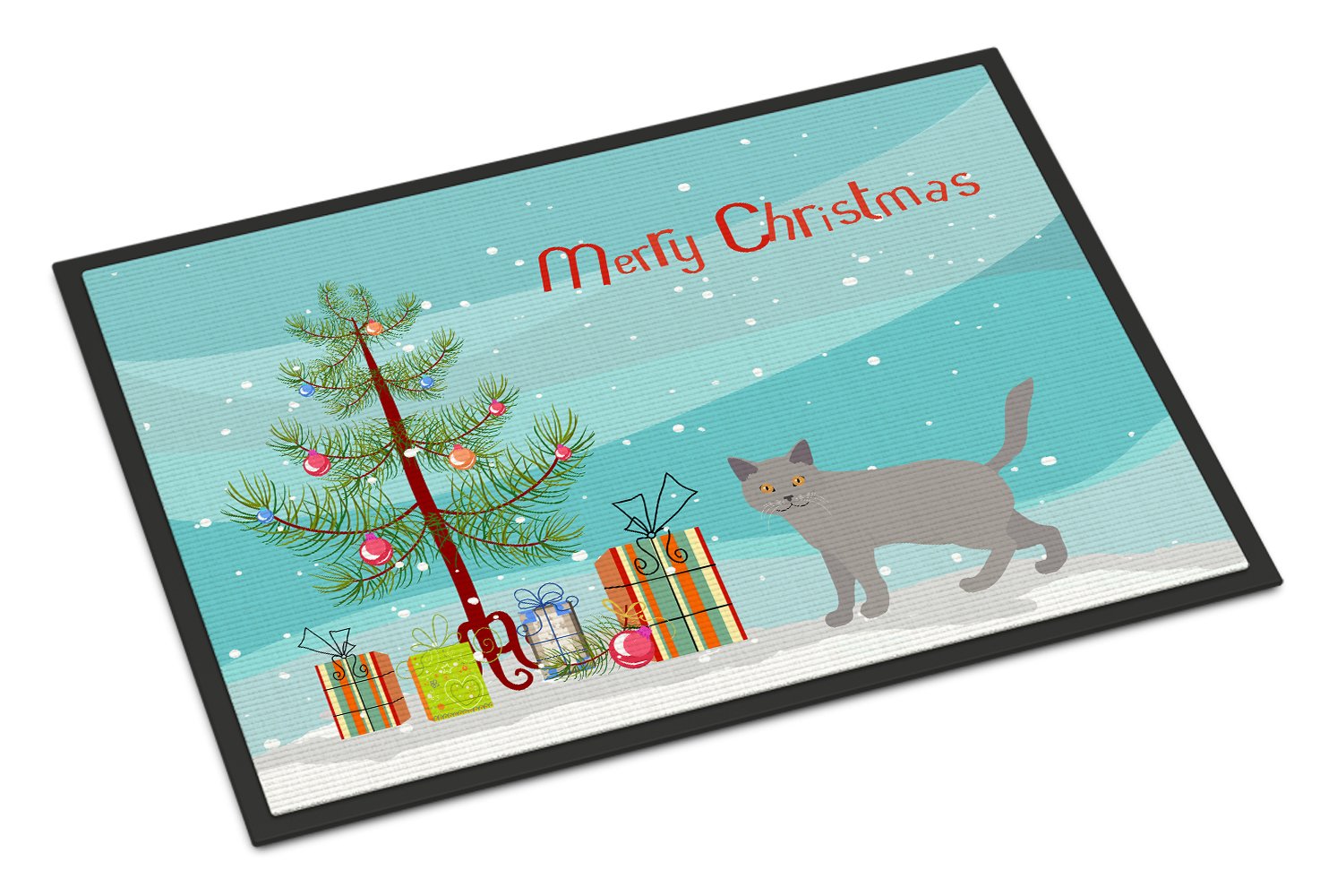 Chartreux #2 Cat Merry Christmas Indoor or Outdoor Mat 24x36 CK4583JMAT by Caroline's Treasures