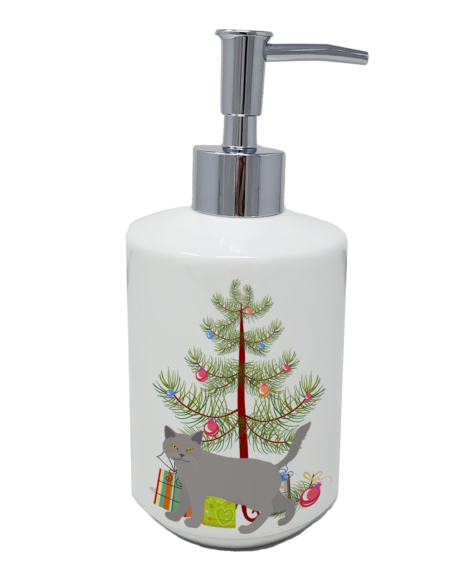 Buy this Chartreux #2 Cat Merry Christmas Ceramic Soap Dispenser