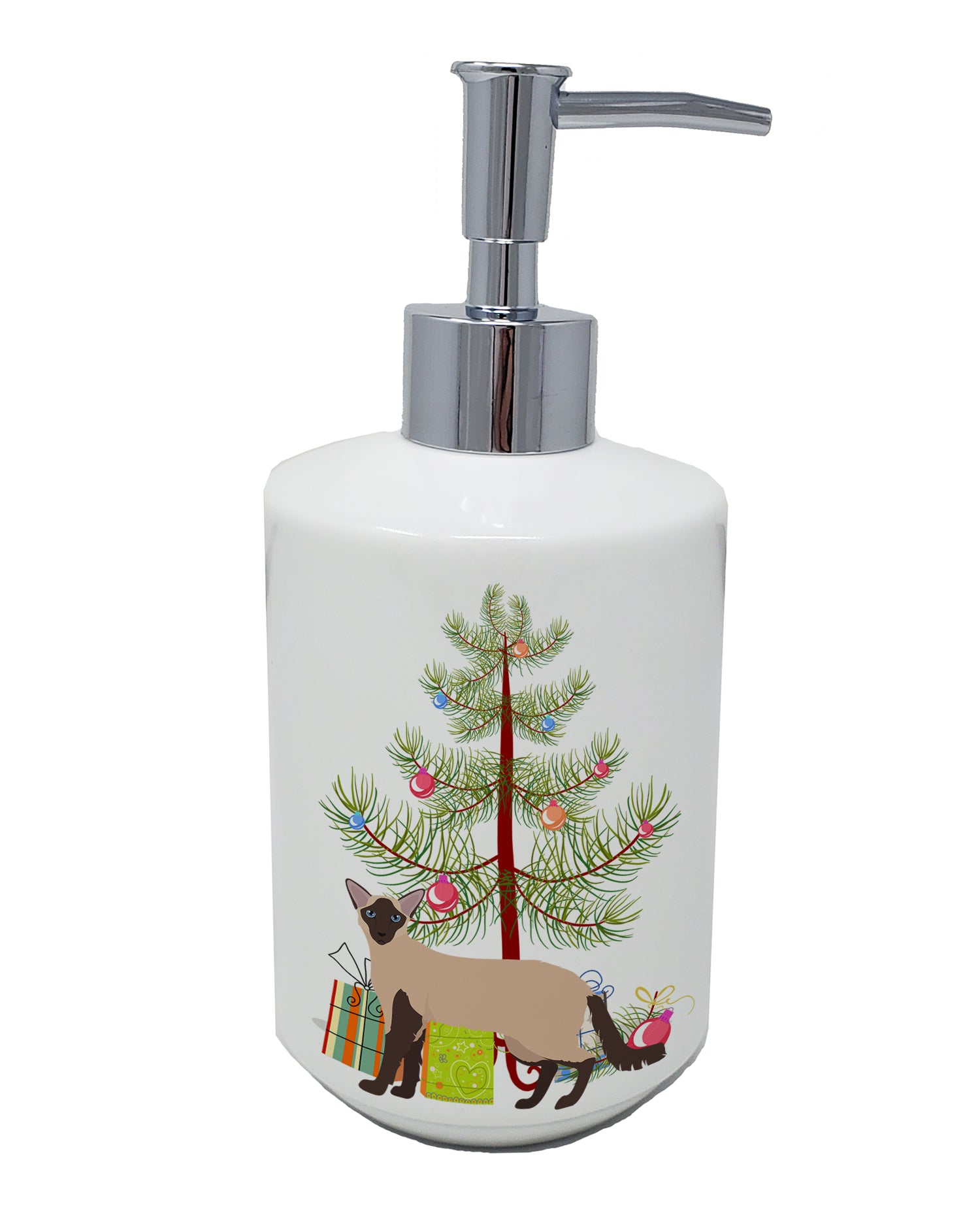 Buy this Colorpoint Longhair Cat Merry Christmas Ceramic Soap Dispenser