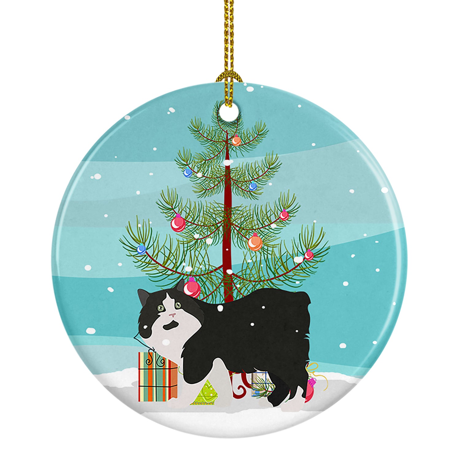 Buy this Cymric Cat Merry Christmas Ceramic Ornament