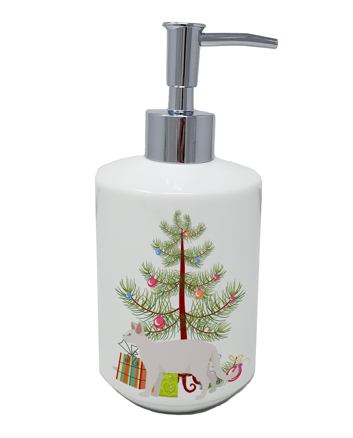 Buy this White Devon Rex Cat Merry Christmas Ceramic Soap Dispenser