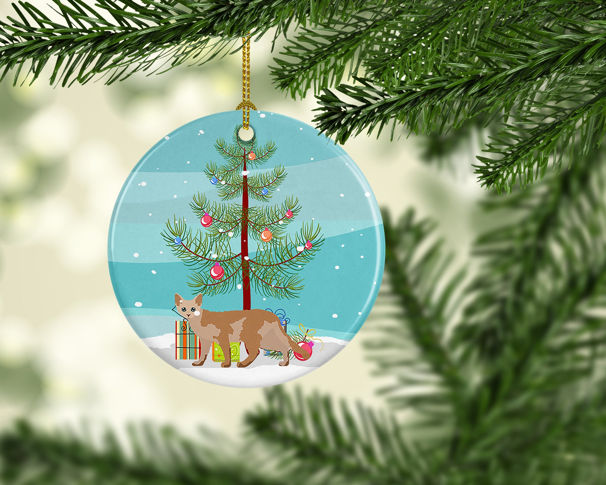 Buy this Devon Rex #3 Cat Merry Christmas Ceramic Ornament