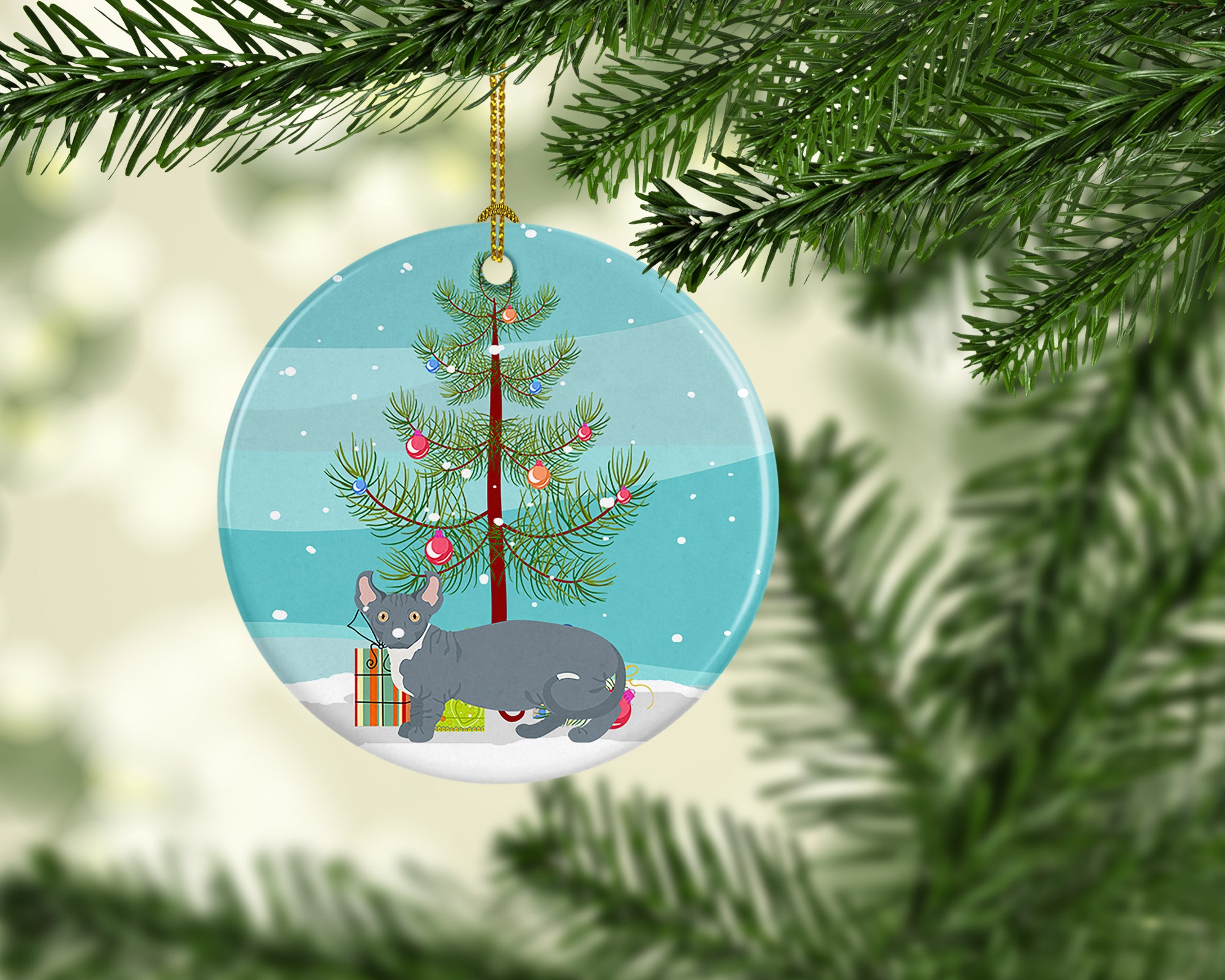 Buy this Dwelf #2 Cat Merry Christmas Ceramic Ornament