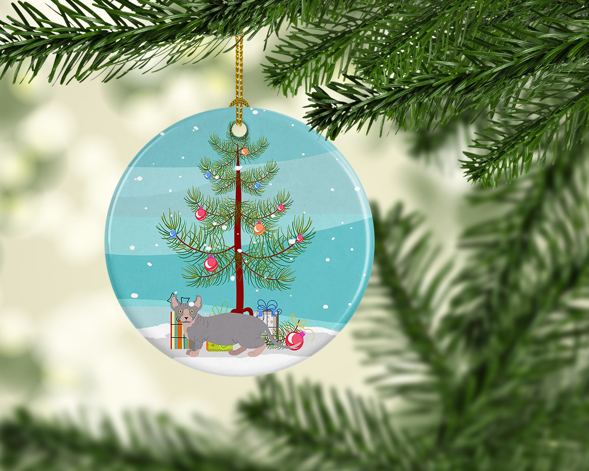 Buy this Dwelf #4 Cat Merry Christmas Ceramic Ornament