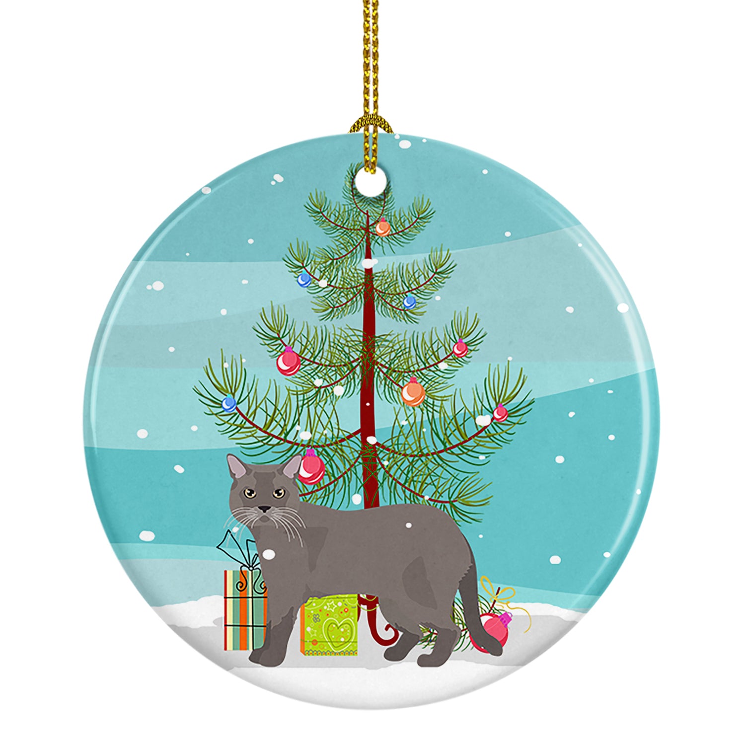 Buy this European Burmese Cat Merry Christmas Ceramic Ornament