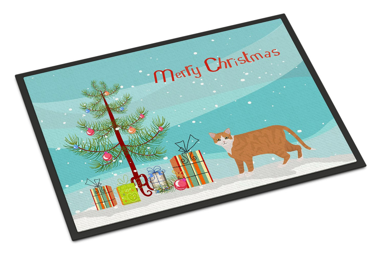 European Shorthair #1 Cat Merry Christmas Indoor or Outdoor Mat 24x36 CK4617JMAT by Caroline&#39;s Treasures