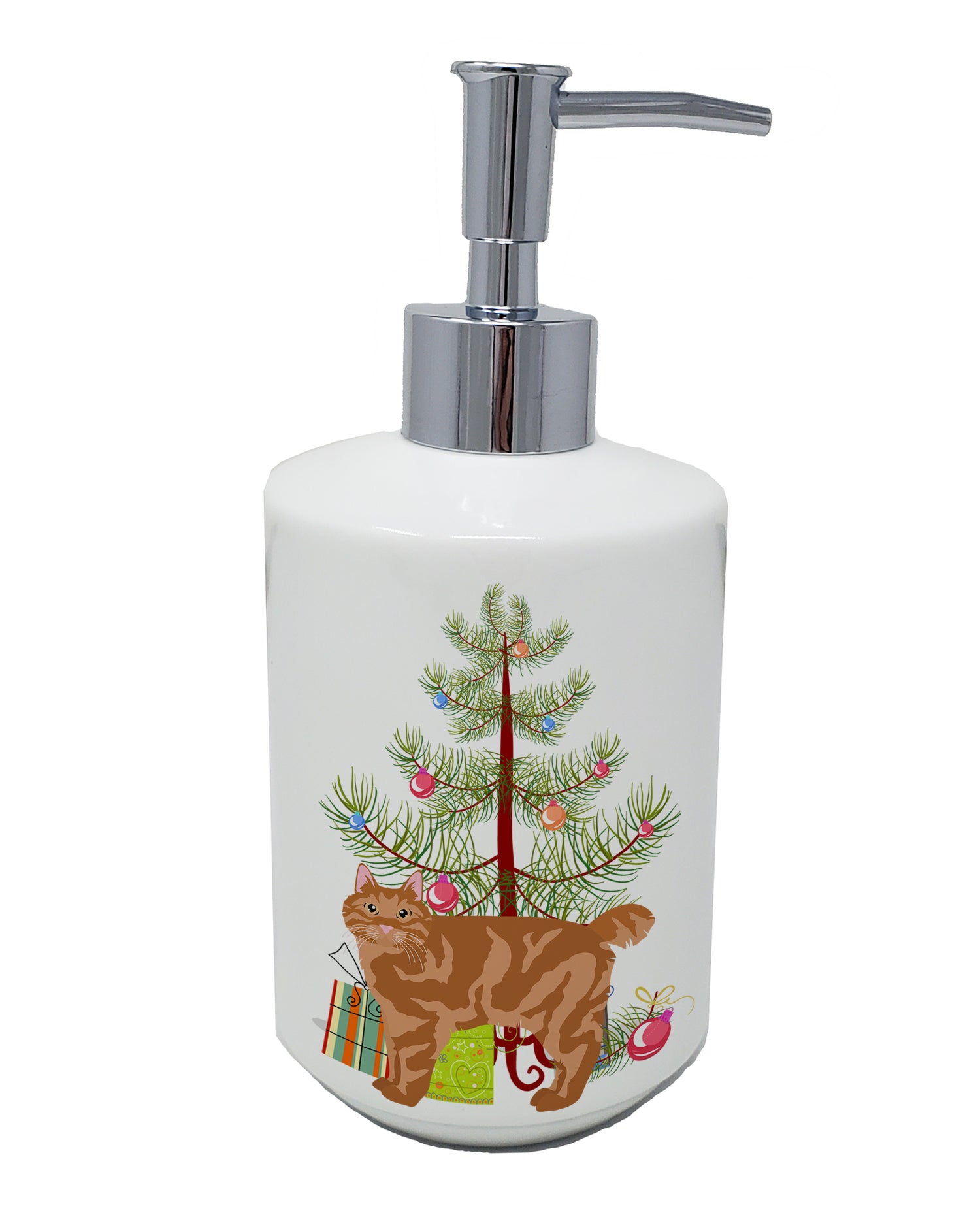 Buy this Kurilian Bobtail Cat Merry Christmas Ceramic Soap Dispenser