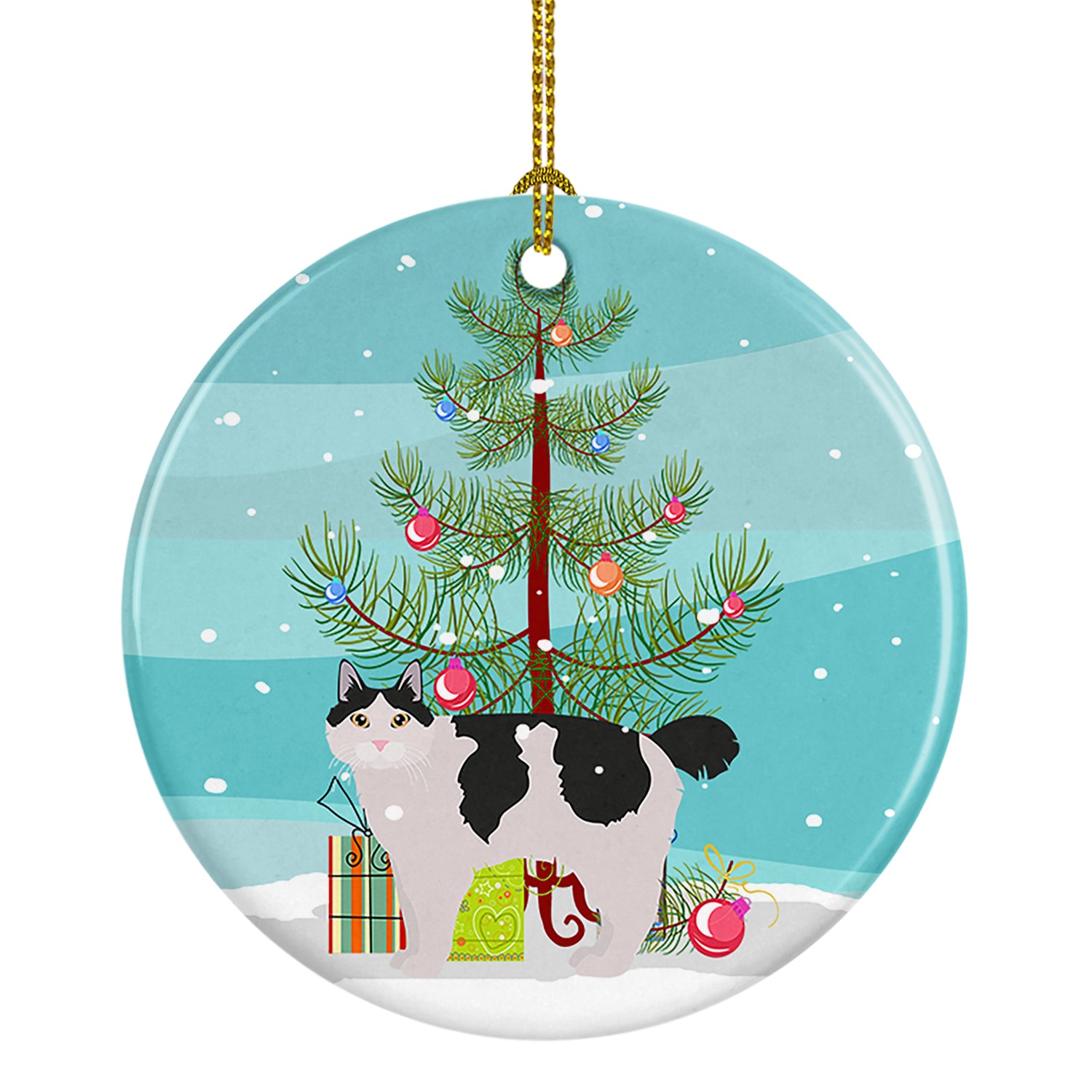 Buy this Kurilian Bobtail #2 Cat Merry Christmas Ceramic Ornament