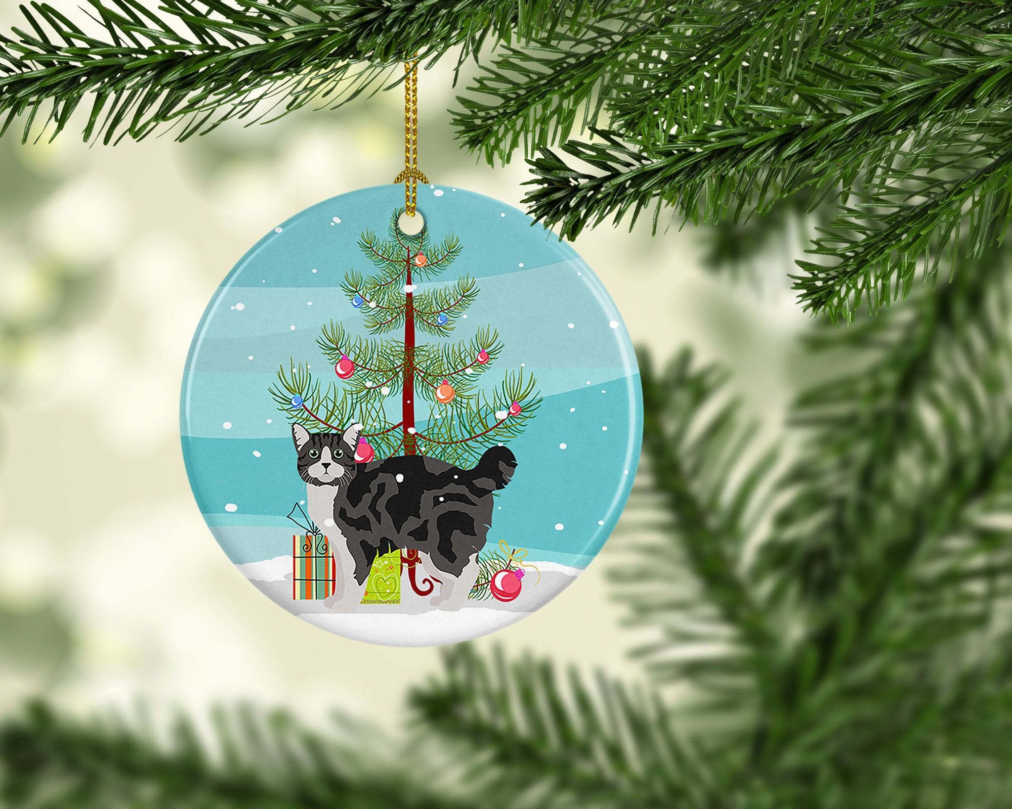 Buy this Manx #1 Cat Merry Christmas Ceramic Ornament