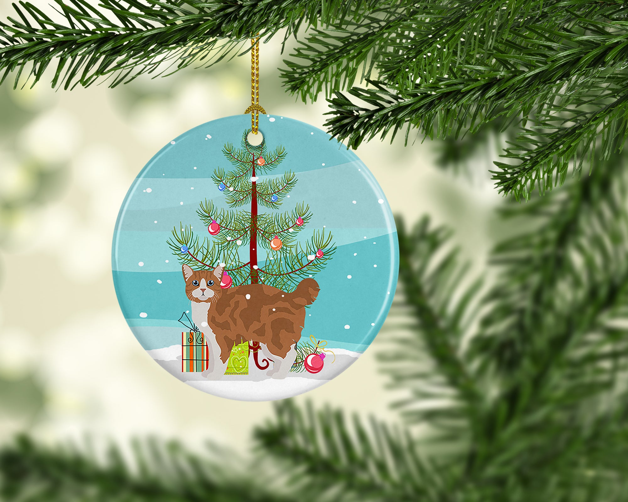 Buy this Manx #2 Cat Merry Christmas Ceramic Ornament