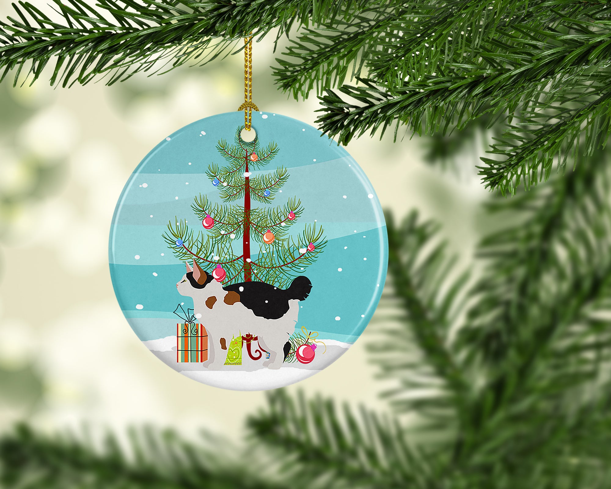 Buy this Manx #3 Cat Merry Christmas Ceramic Ornament