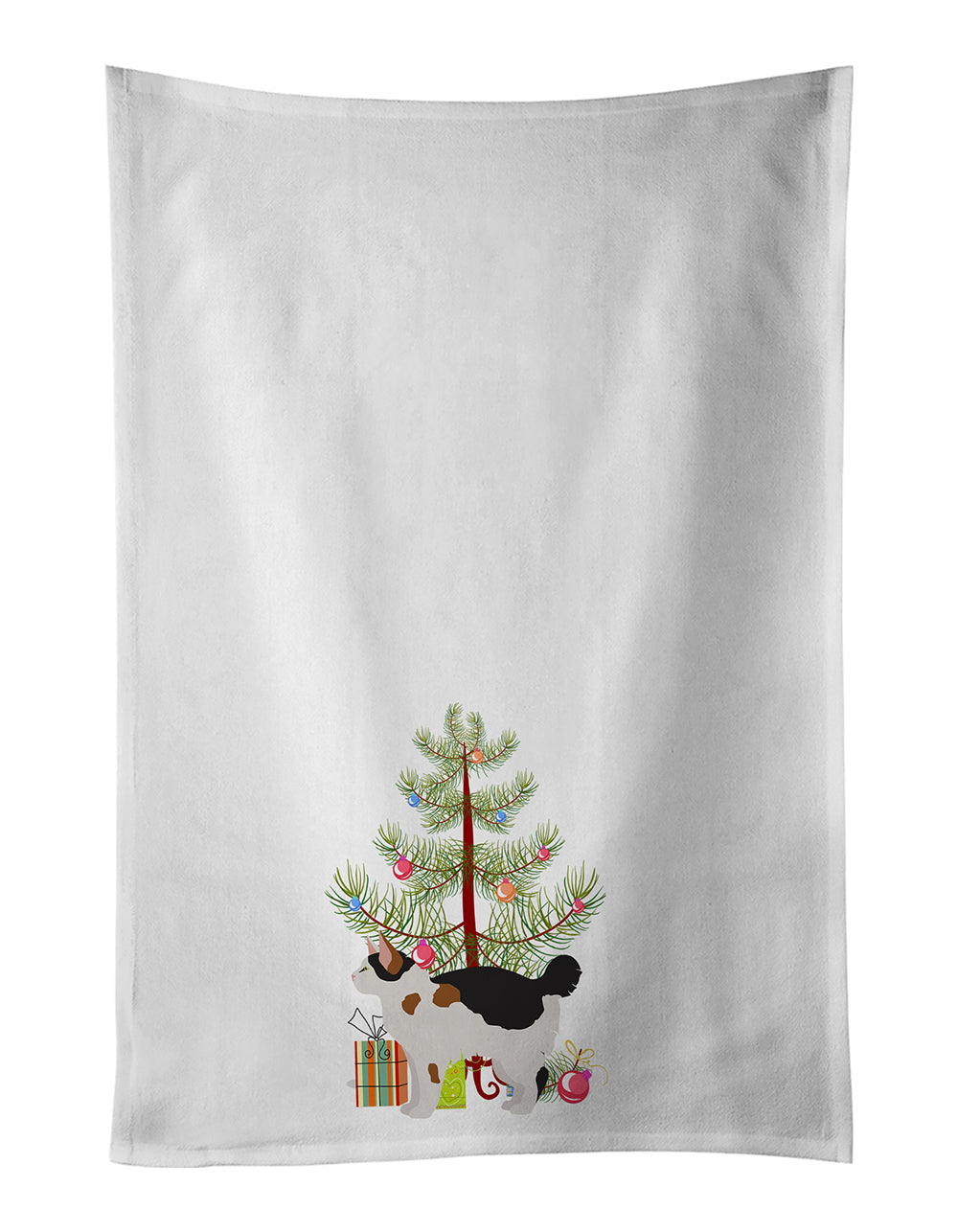 Buy this Manx #3 Cat Merry Christmas White Kitchen Towel Set of 2
