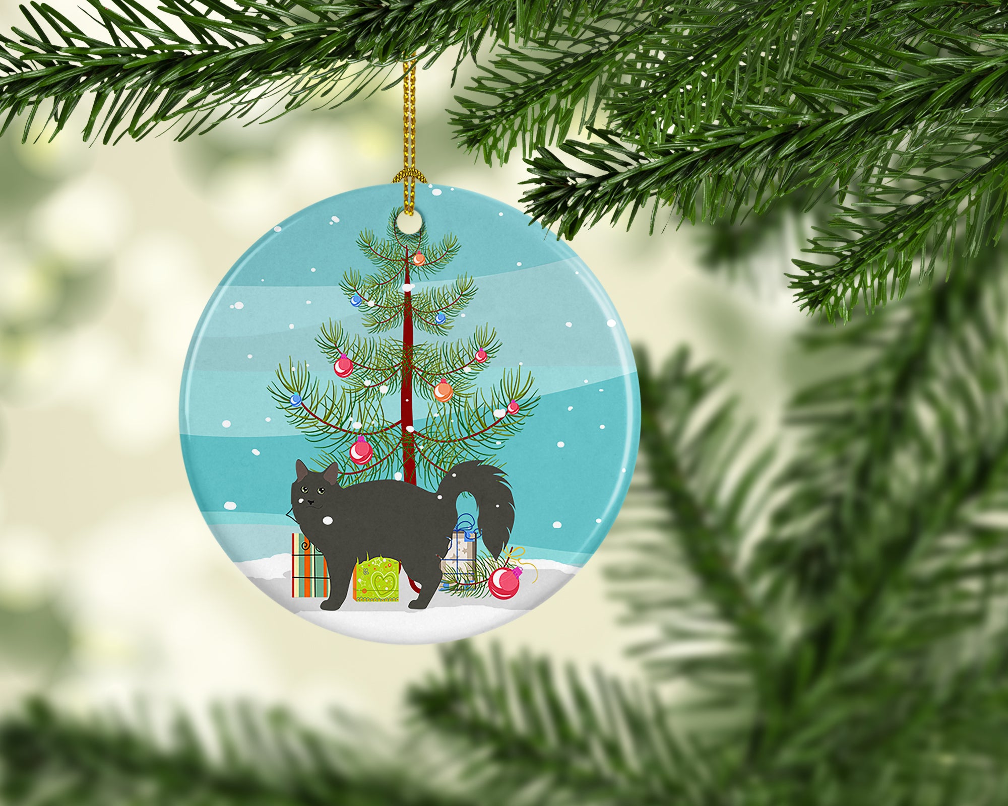Buy this Nebelung #3 Cat Merry Christmas Ceramic Ornament