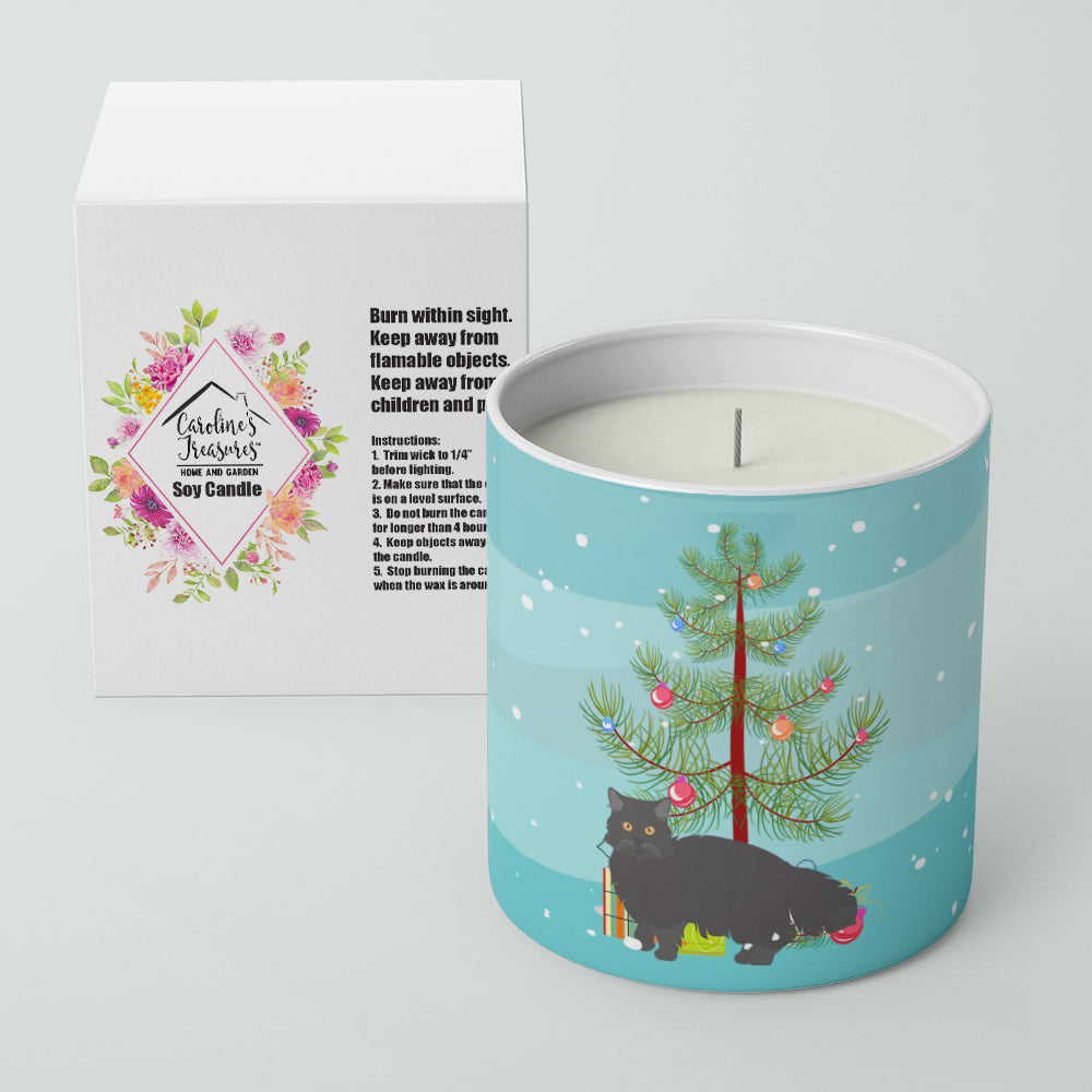 Black Persian Traditional Cat Merry Christmas 10 oz Decorative Soy Candle - the-store.com