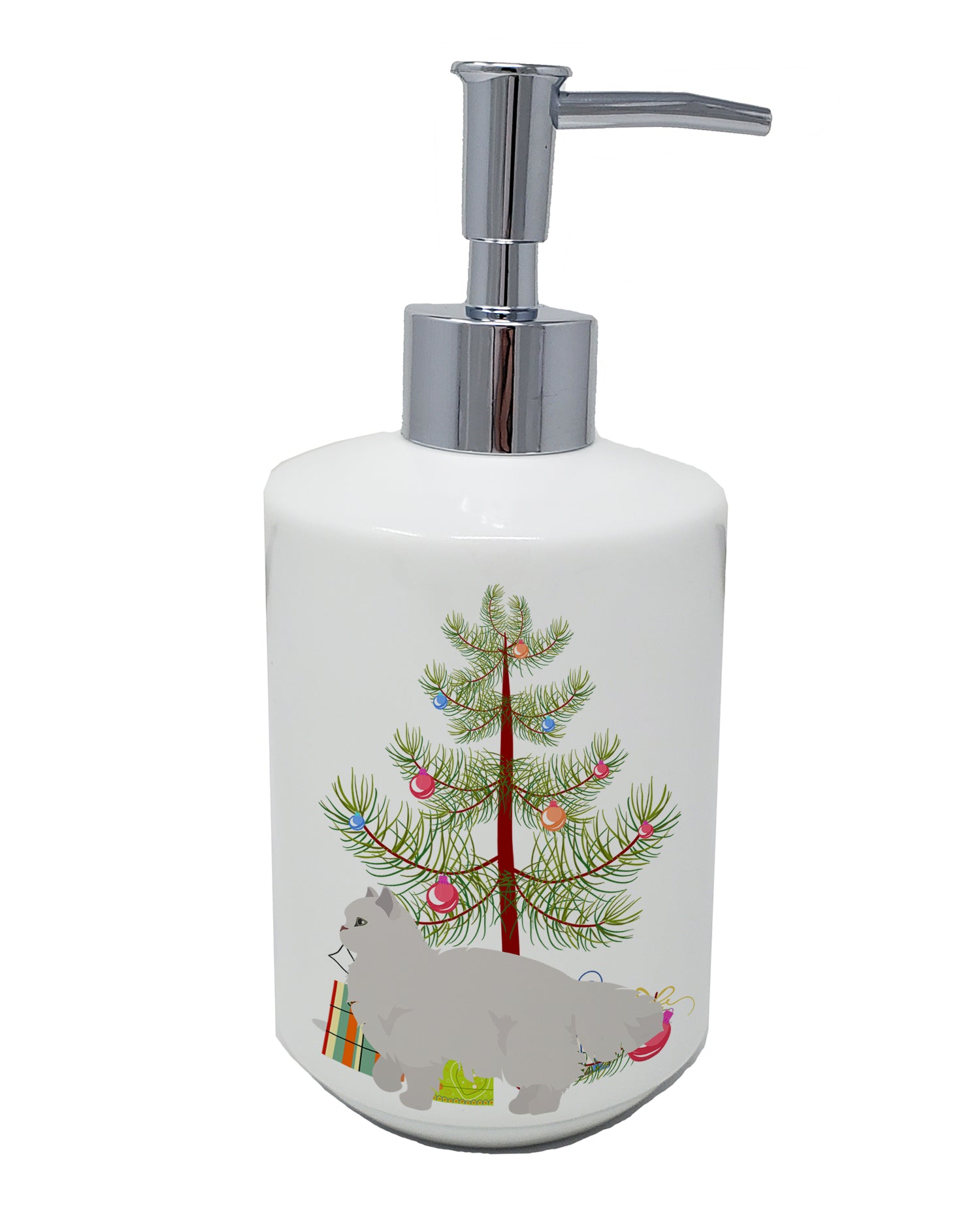Buy this White Persian Traditional Cat Merry Christmas Ceramic Soap Dispenser