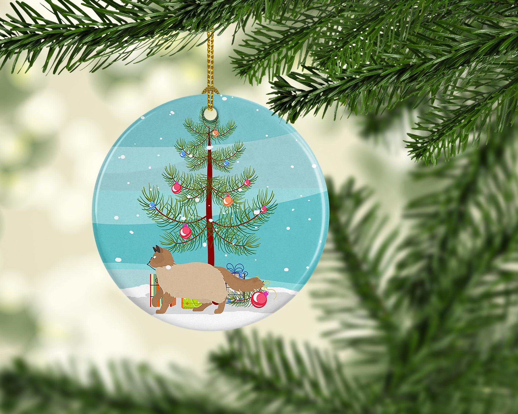 Buy this Ragdoll #2 Cat Merry Christmas Ceramic Ornament