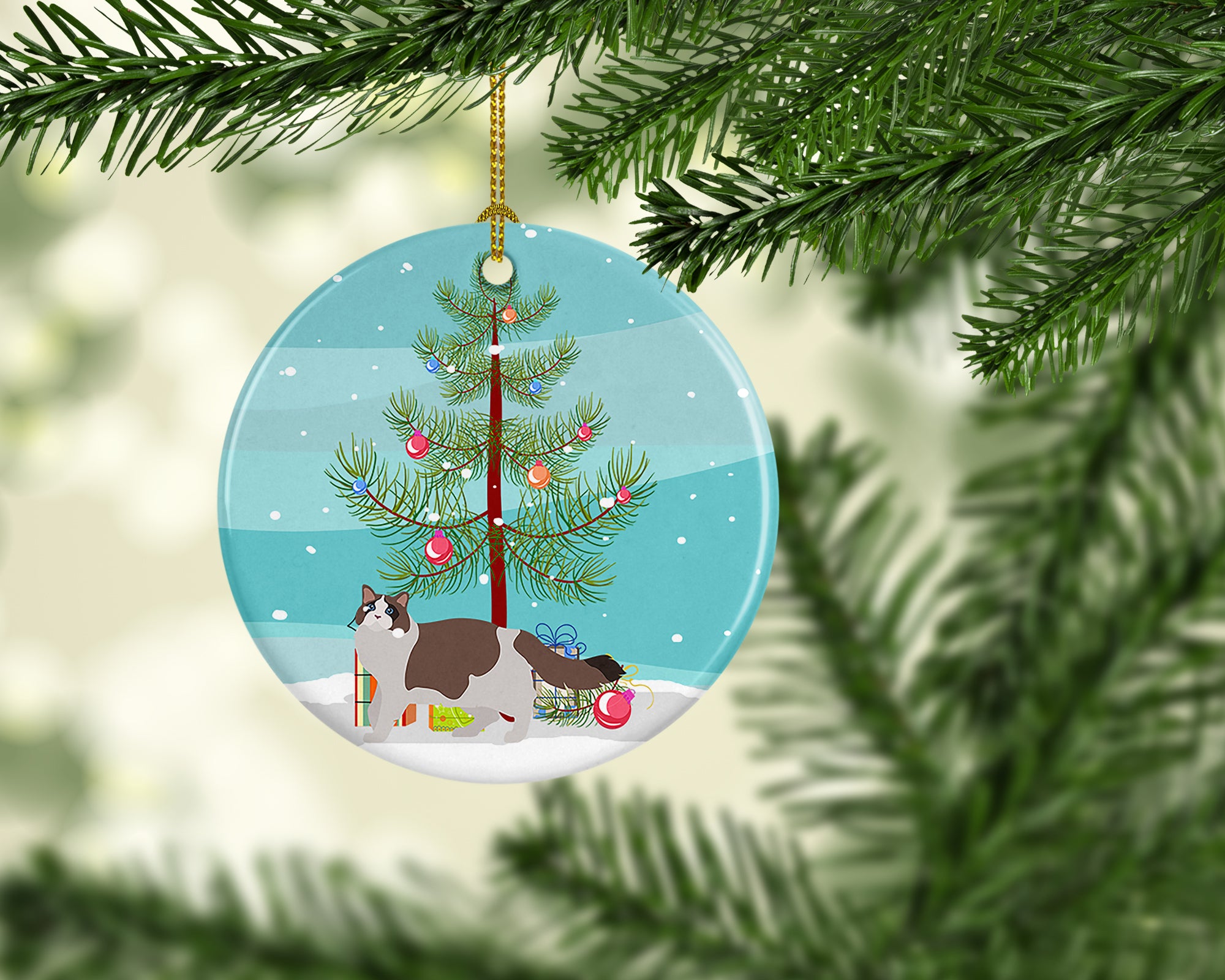Buy this Ragdoll #3 Cat Merry Christmas Ceramic Ornament