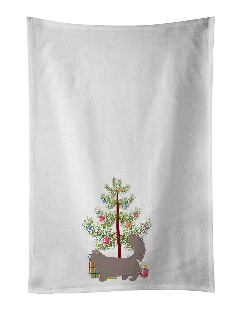 Buy this Skookum #2 Cat Merry Christmas White Kitchen Towel Set of 2