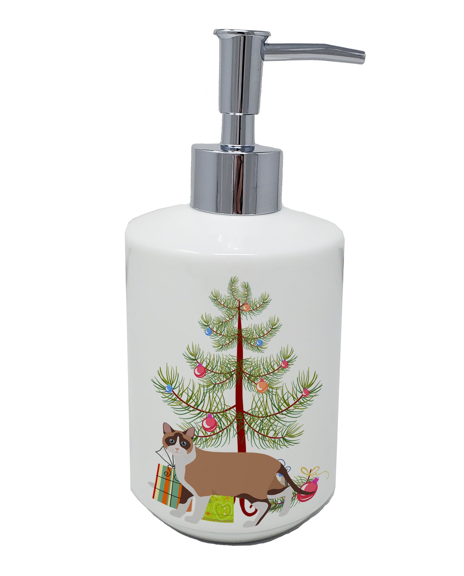 Buy this Snowshoe Cat Merry Christmas Ceramic Soap Dispenser