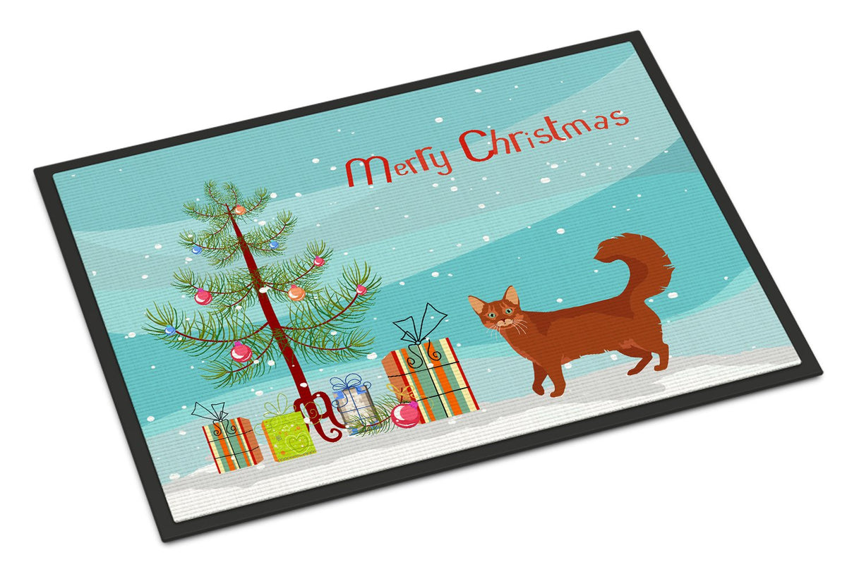Somali Cat Merry Christmas Indoor or Outdoor Mat 24x36 CK4722JMAT by Caroline&#39;s Treasures