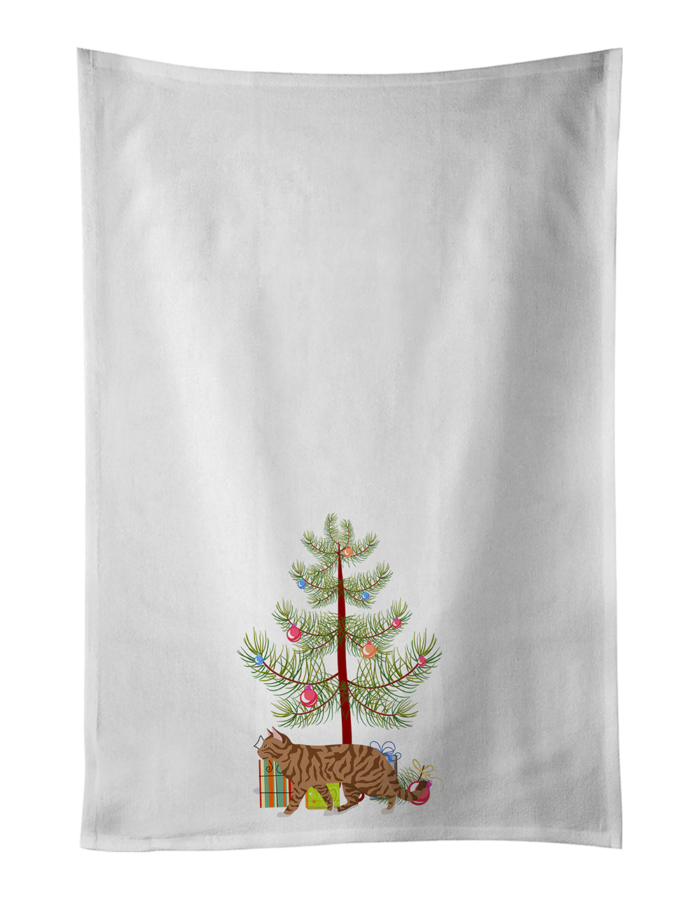 Buy this Toyger Cat Merry Christmas White Kitchen Towel Set of 2