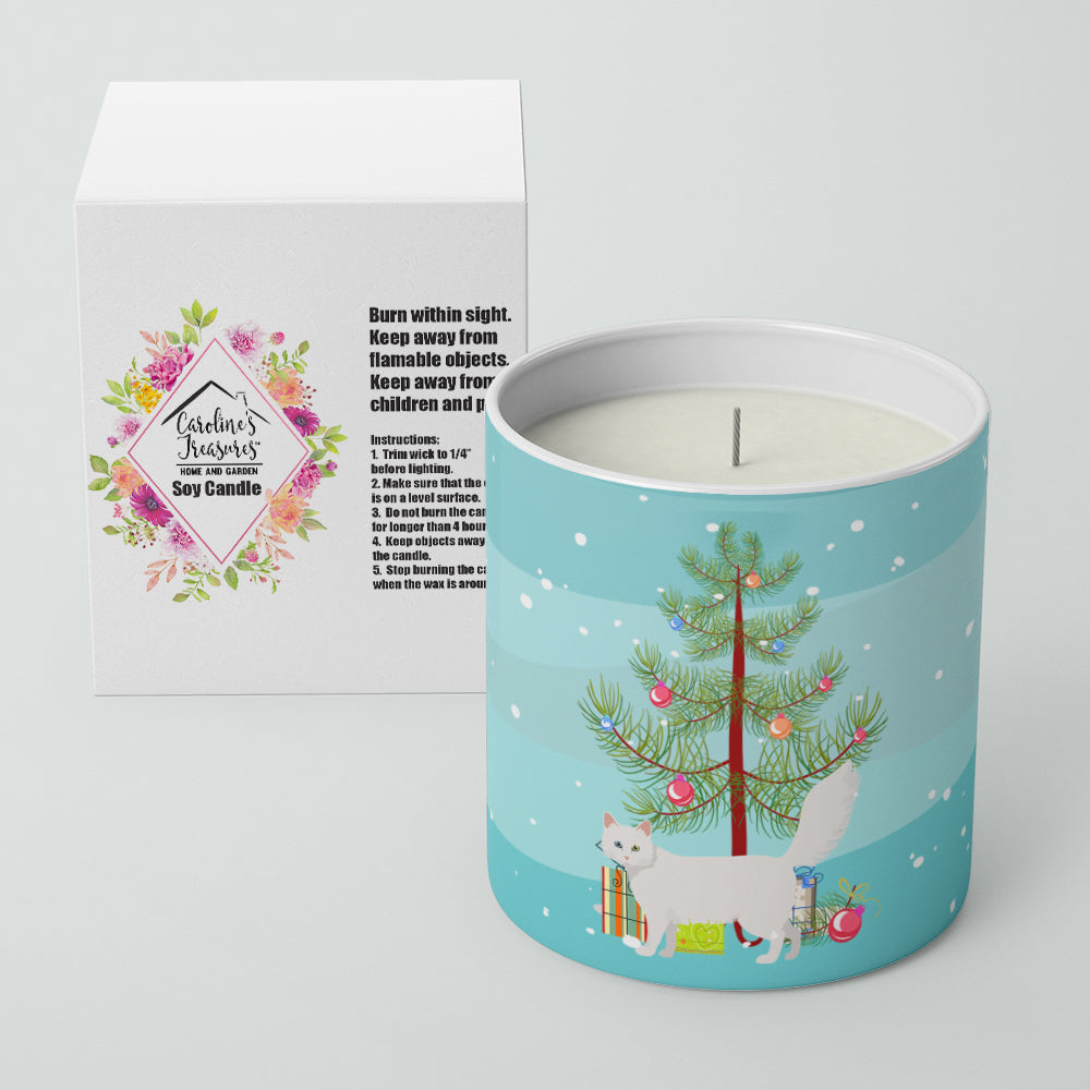 Turkish Angora Cat Merry Christmas 10 oz Decorative Soy Candle - the-store.com
