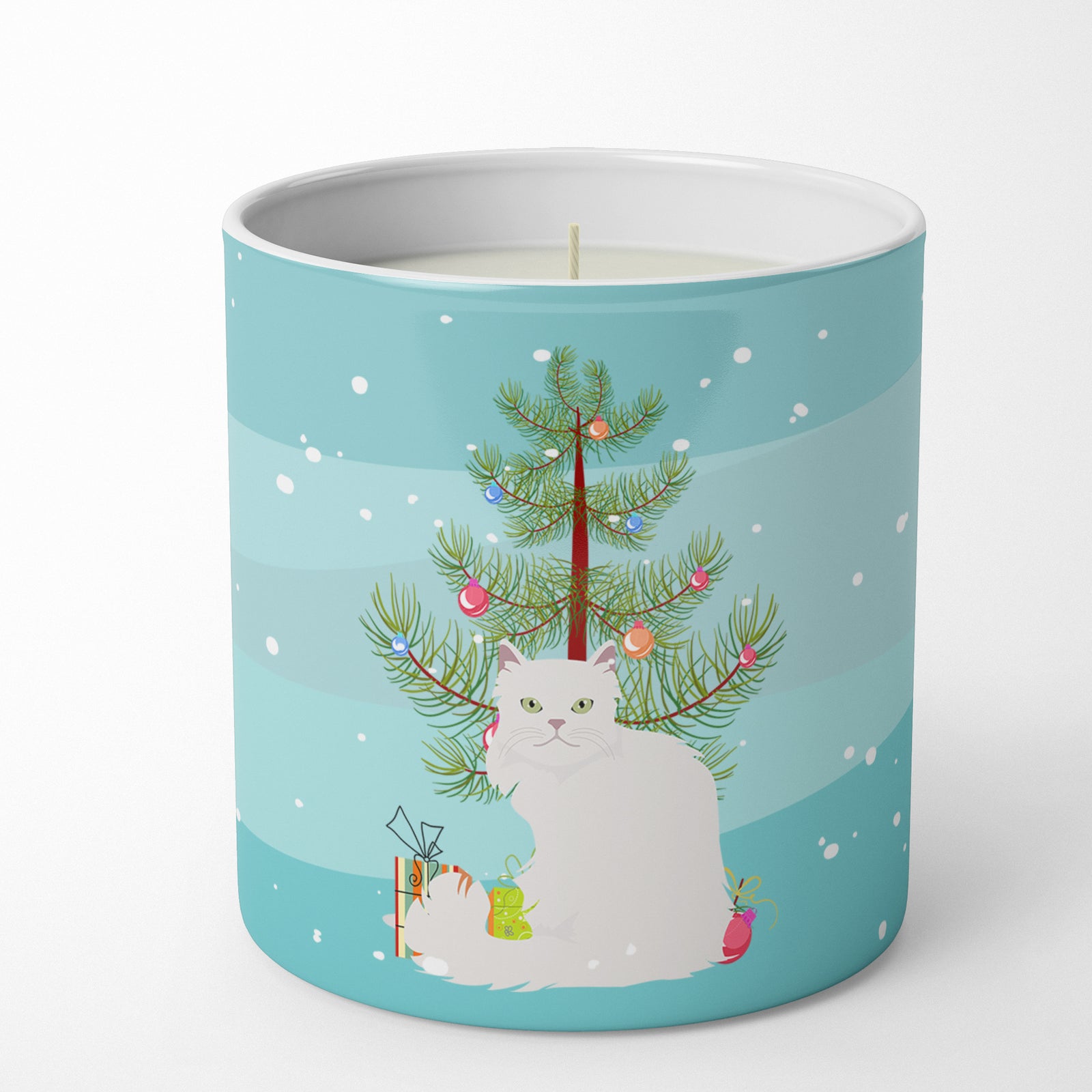 Buy this Asian Semi Longhaired Cat Merry Christmas 10 oz Decorative Soy Candle