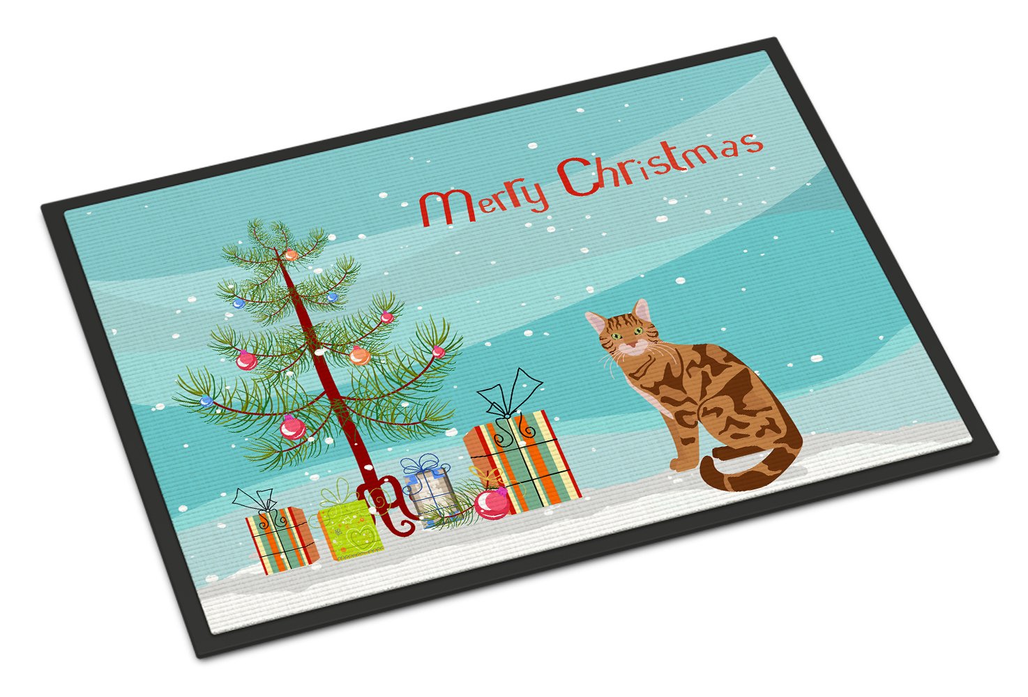 Bengal Cat Merry Christmas Indoor or Outdoor Mat 24x36 CK4747JMAT by Caroline's Treasures