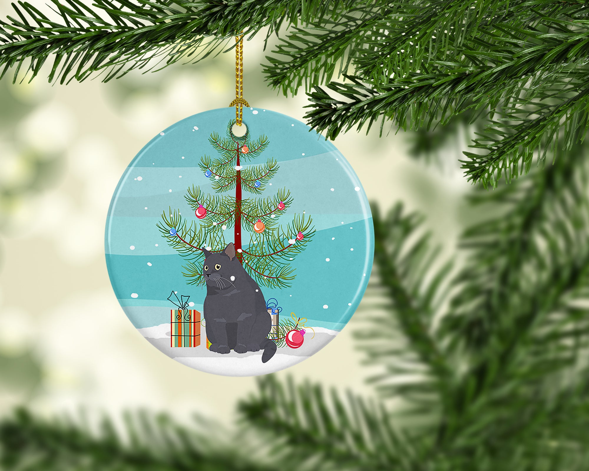 Buy this British Shorthair #2 Cat Merry Christmas Ceramic Ornament