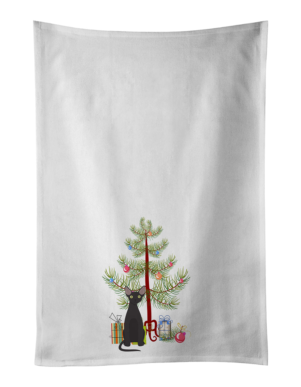 Buy this Devon Rex #3 Cat Merry Christmas White Kitchen Towel Set of 2