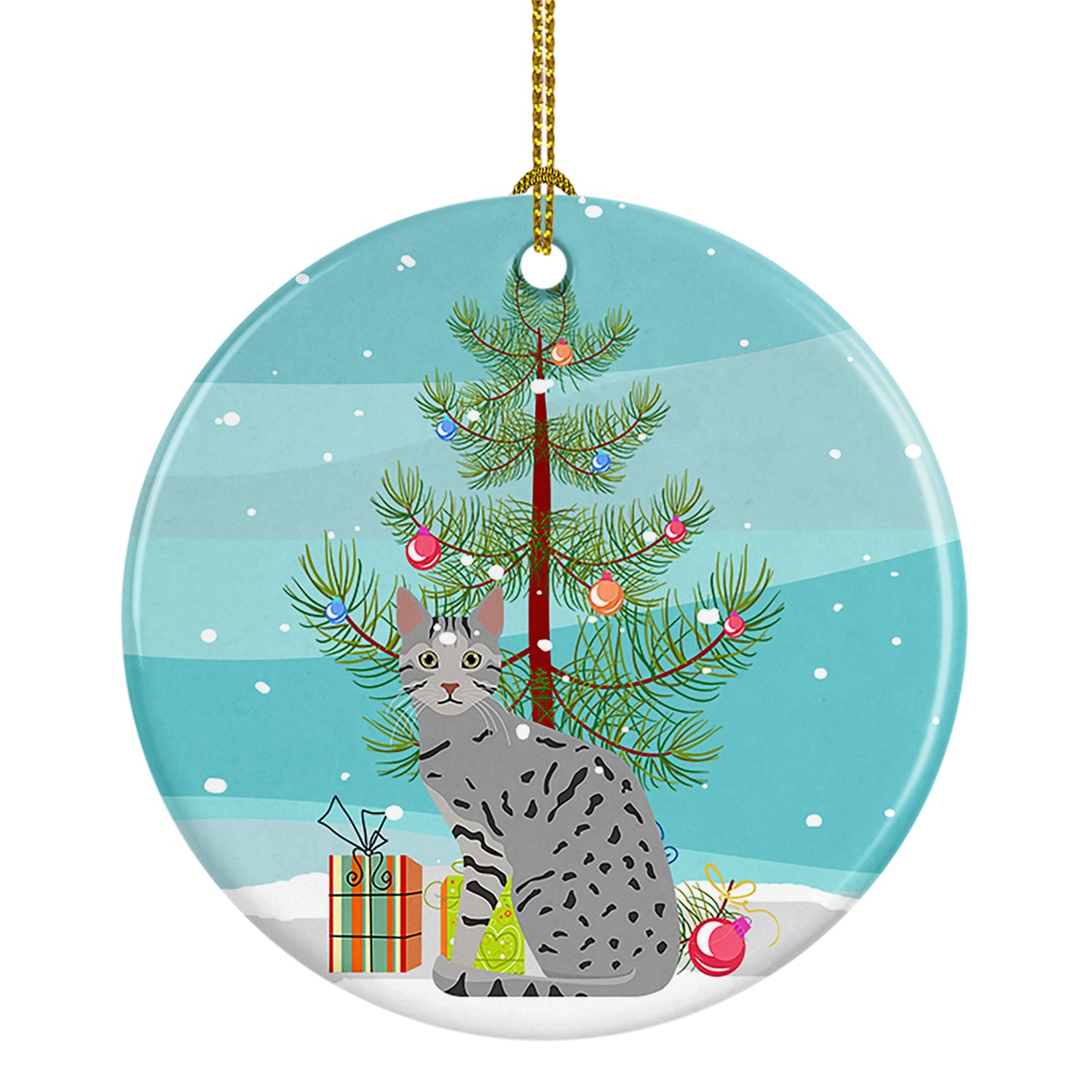 Buy this Egyptian Mau Cat Merry Christmas Ceramic Ornament
