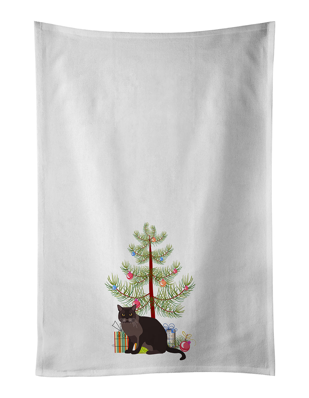 Buy this European Burmese Cat Merry Christmas White Kitchen Towel Set of 2